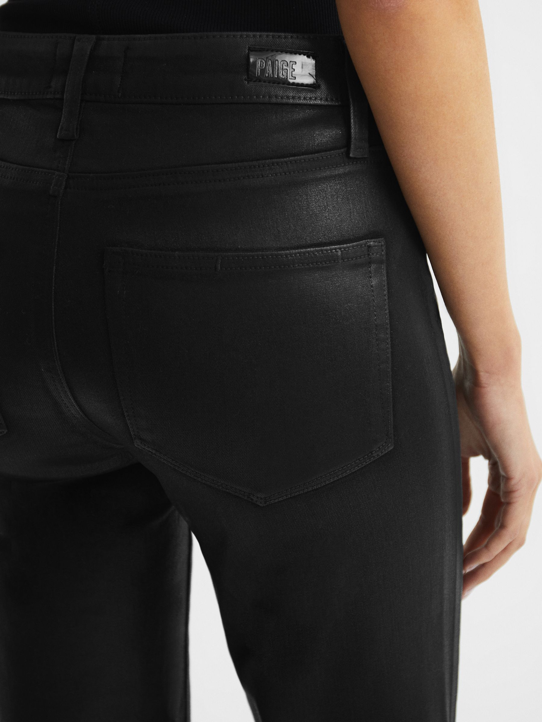 Paige Flared Coated Jeans in Black - Image 6 of 10