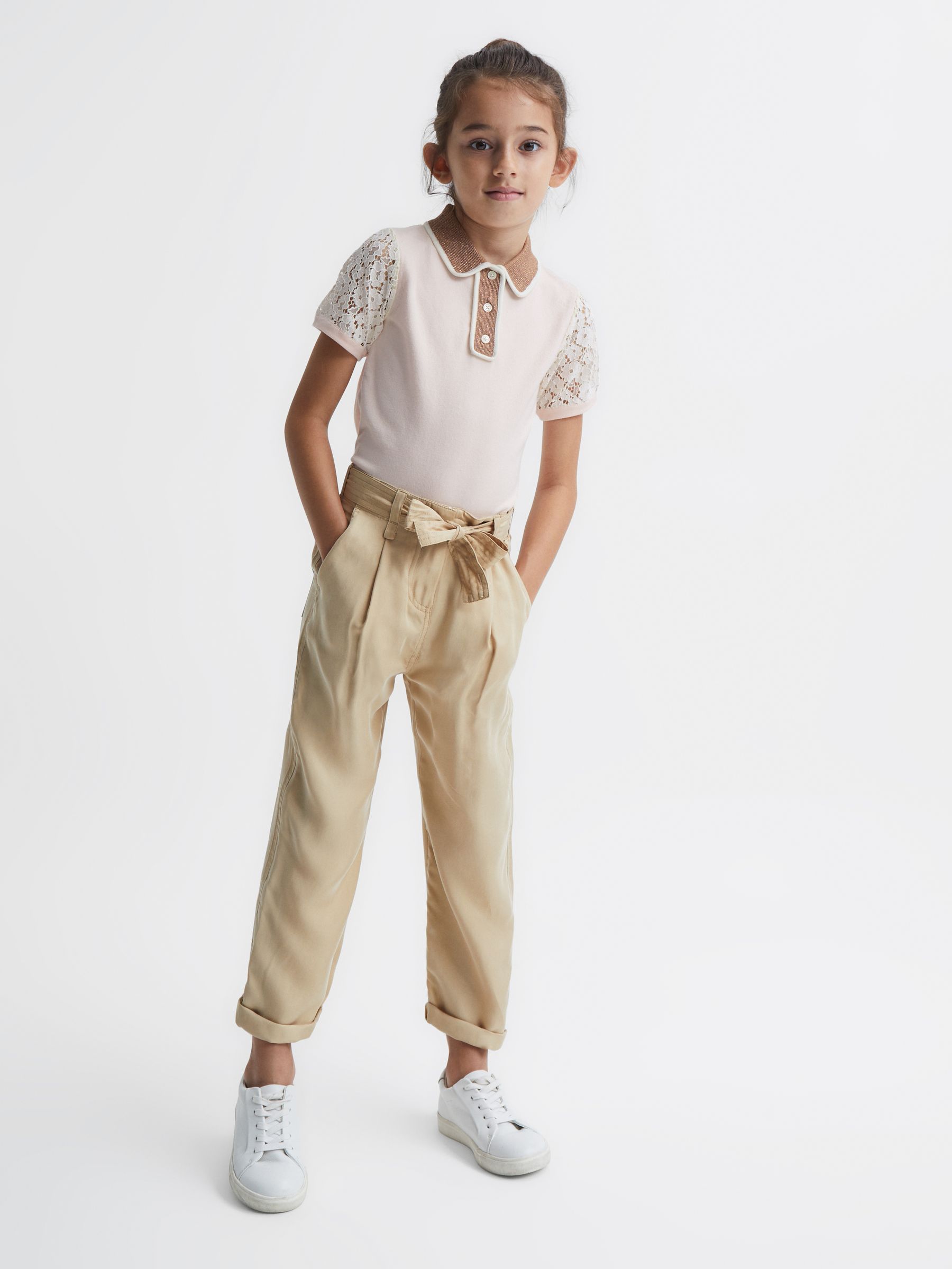 9-12 yrs Paper Bag Cargo Trousers in Camel - Image 1 of 7