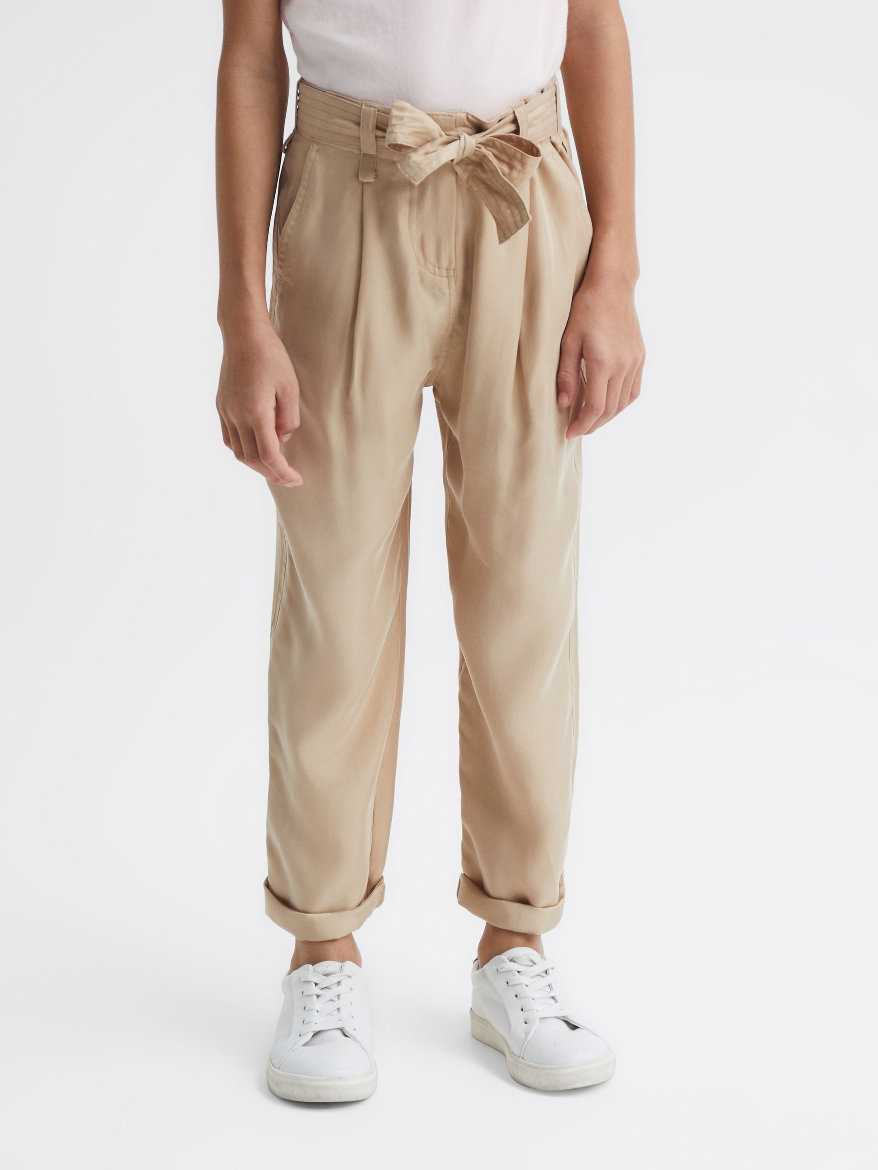 9-12 yrs Paper Bag Cargo Trousers in Camel - Image 6 of 7