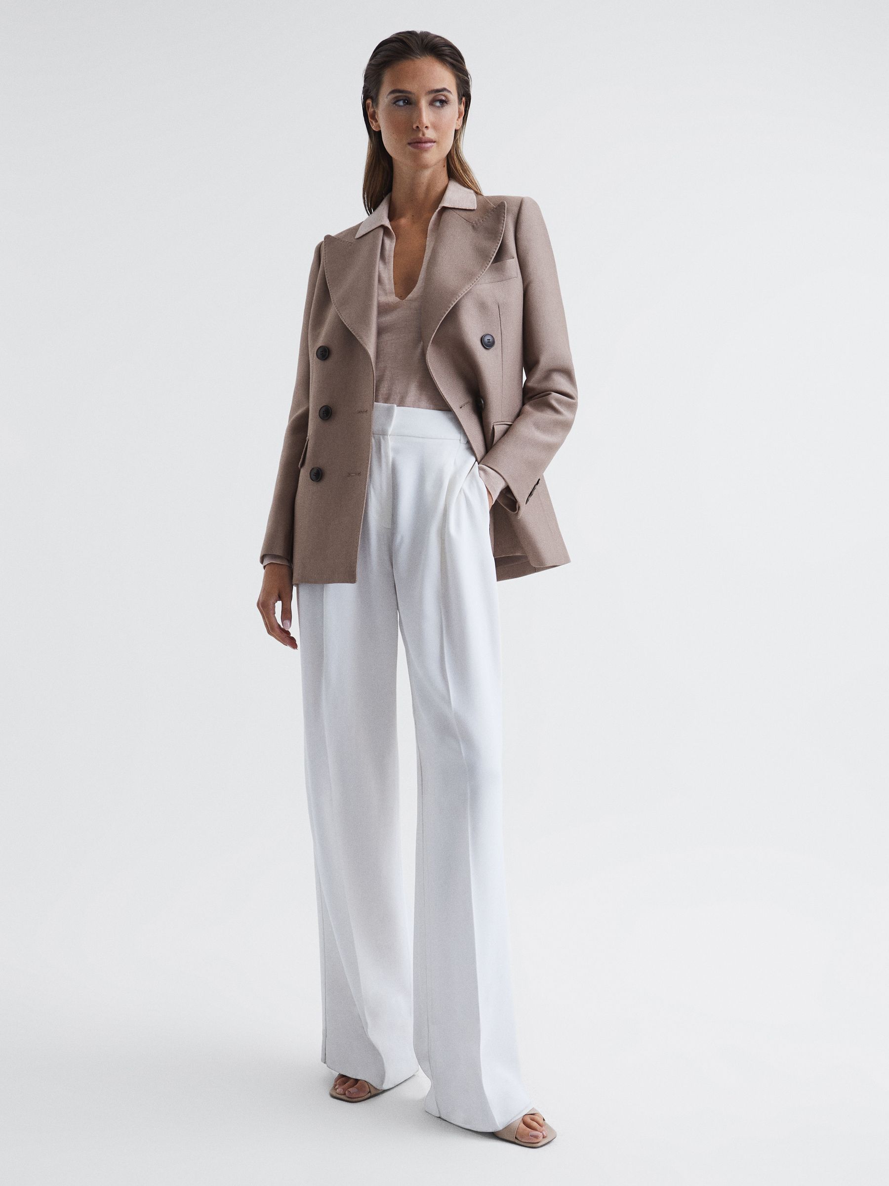 Double Breasted Blazer in Mink - Image 3 of 7