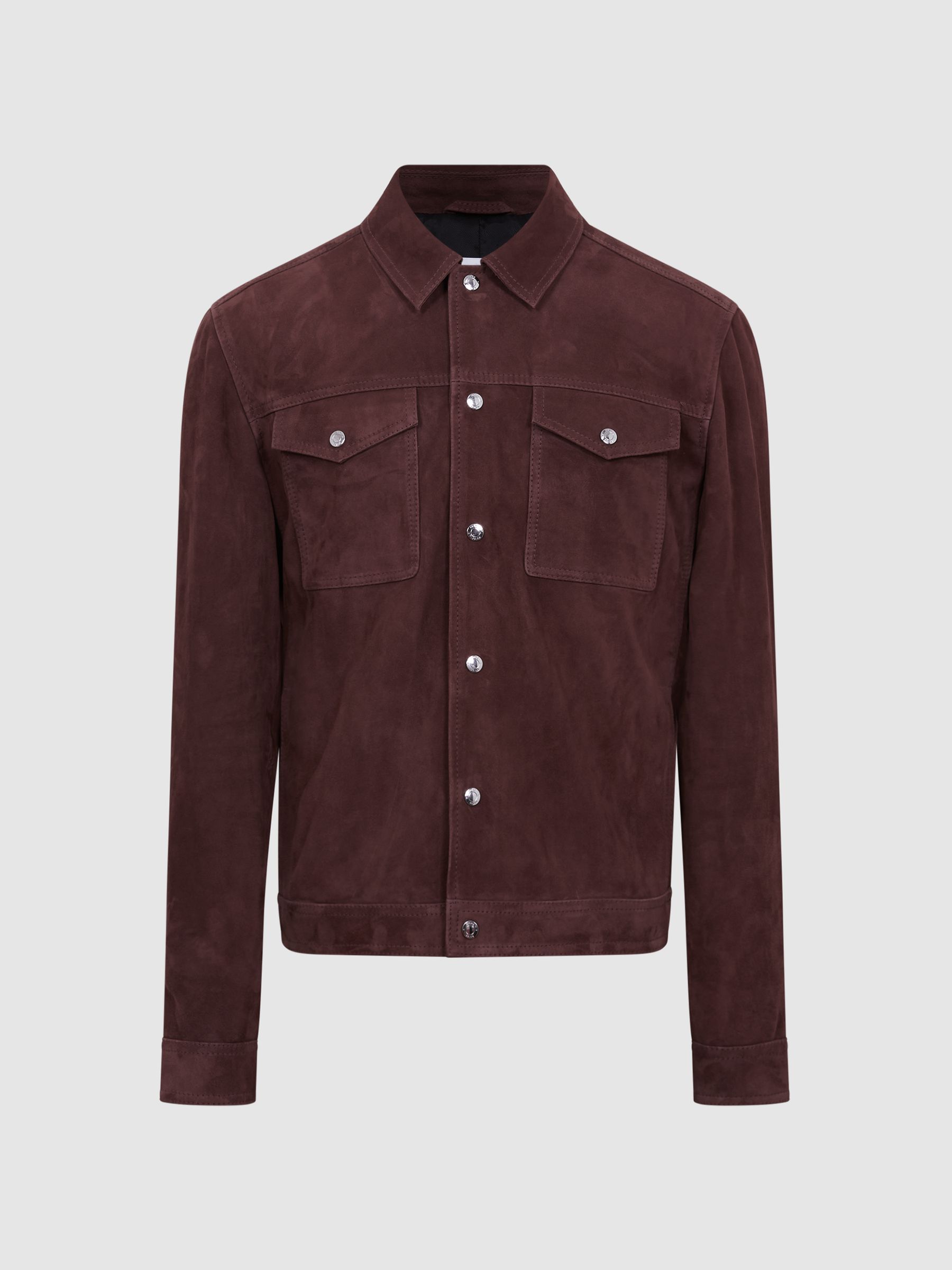Suede Trucker Jacket in Sienna - Image 2 of 6