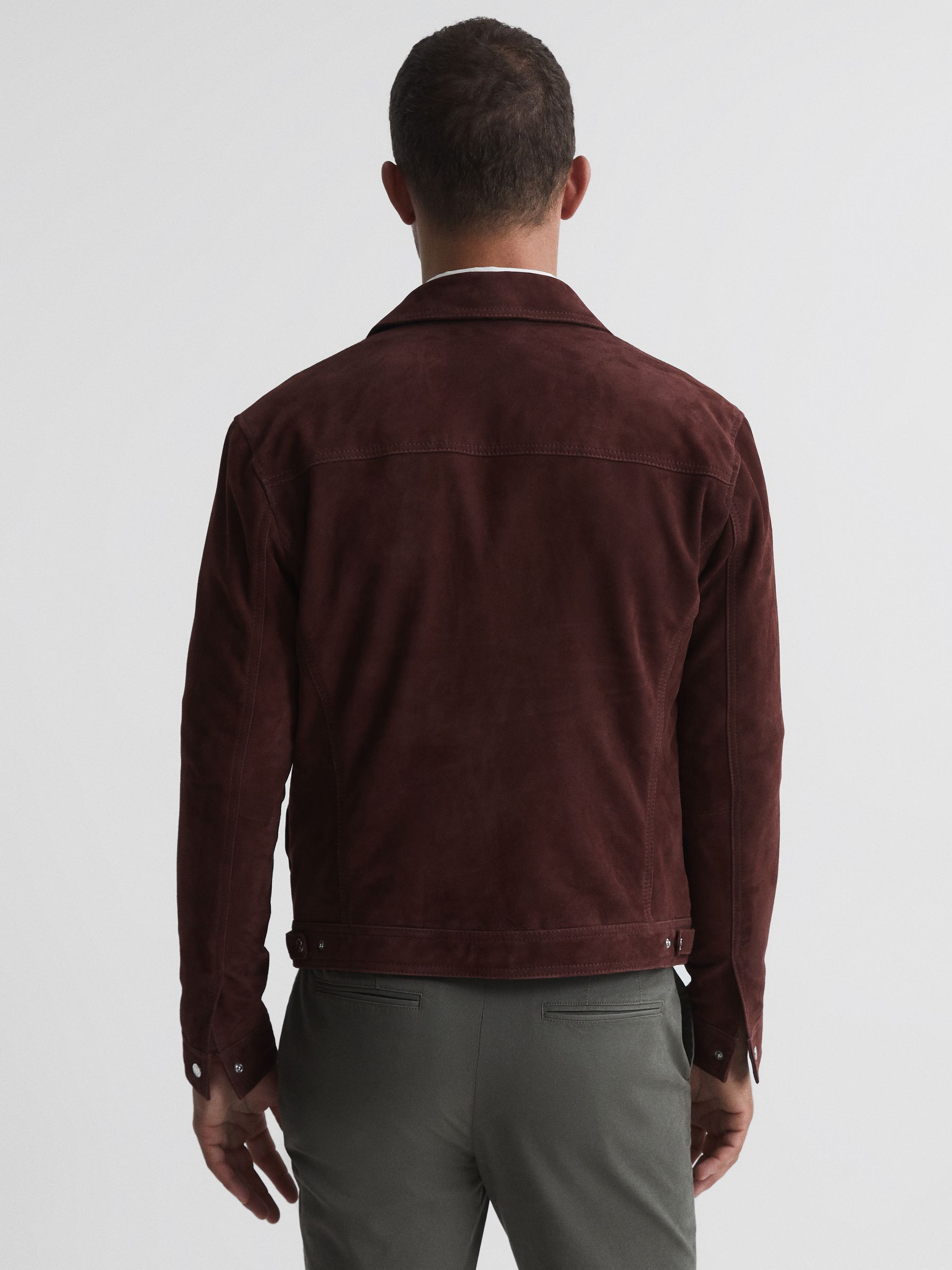 Suede Trucker Jacket in Sienna - Image 5 of 6