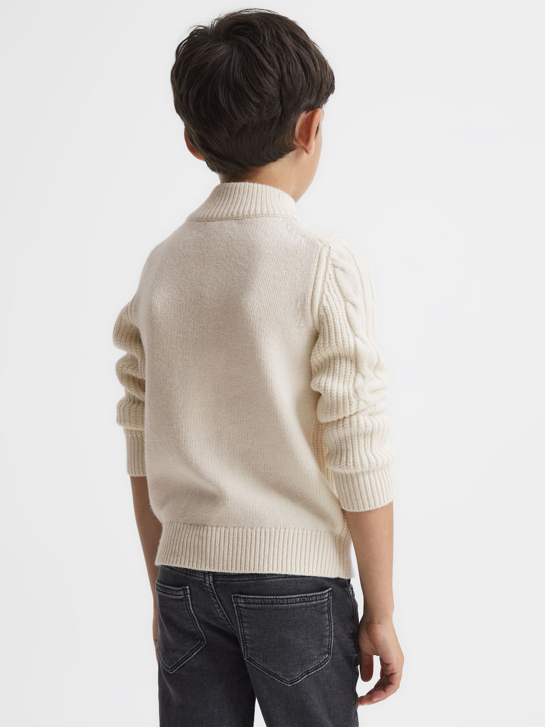 Senior Zip Neck Jumper in Ecru - Image 4 of 6