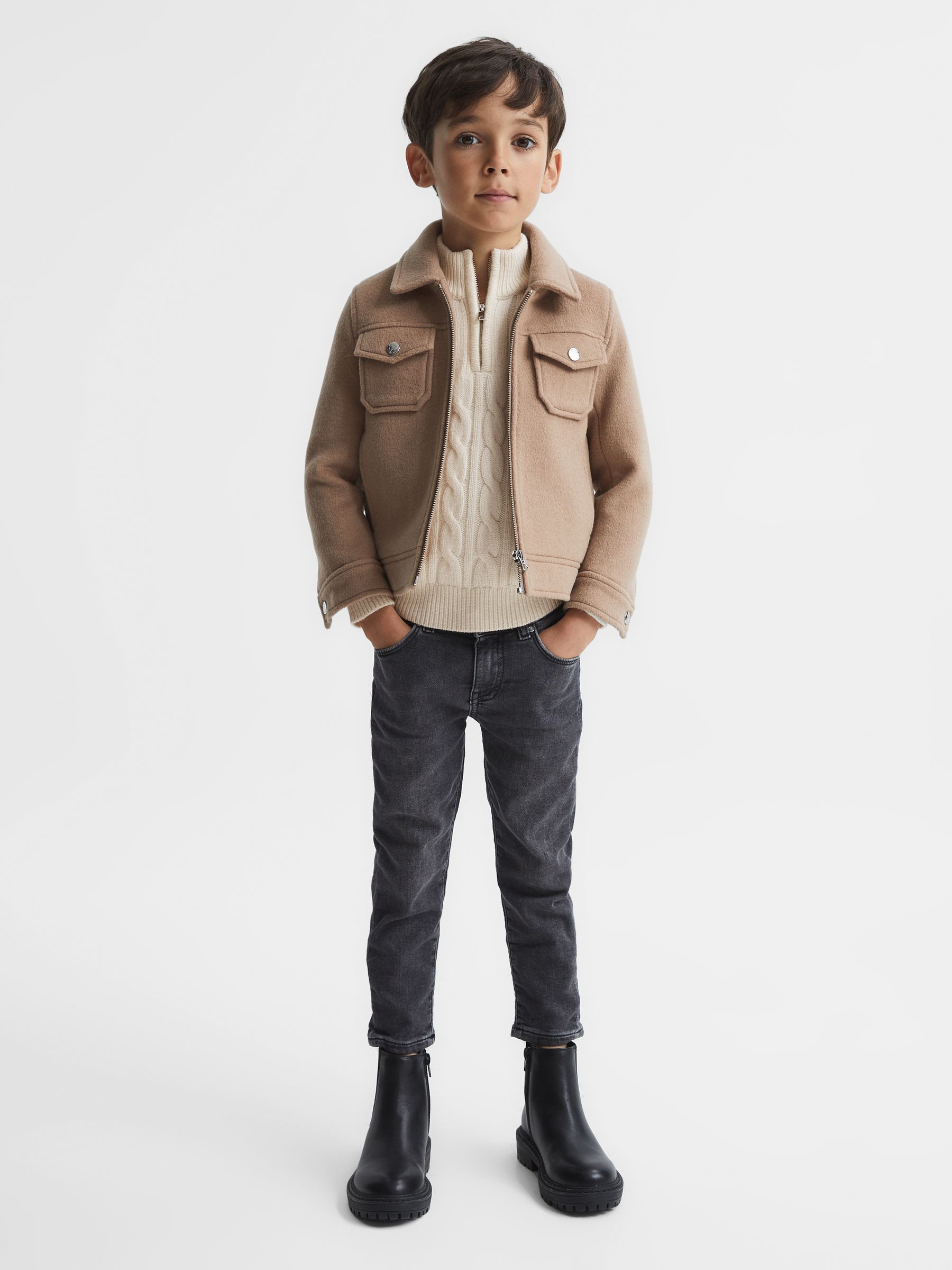 Senior Zip Neck Jumper in Ecru - Image 5 of 6