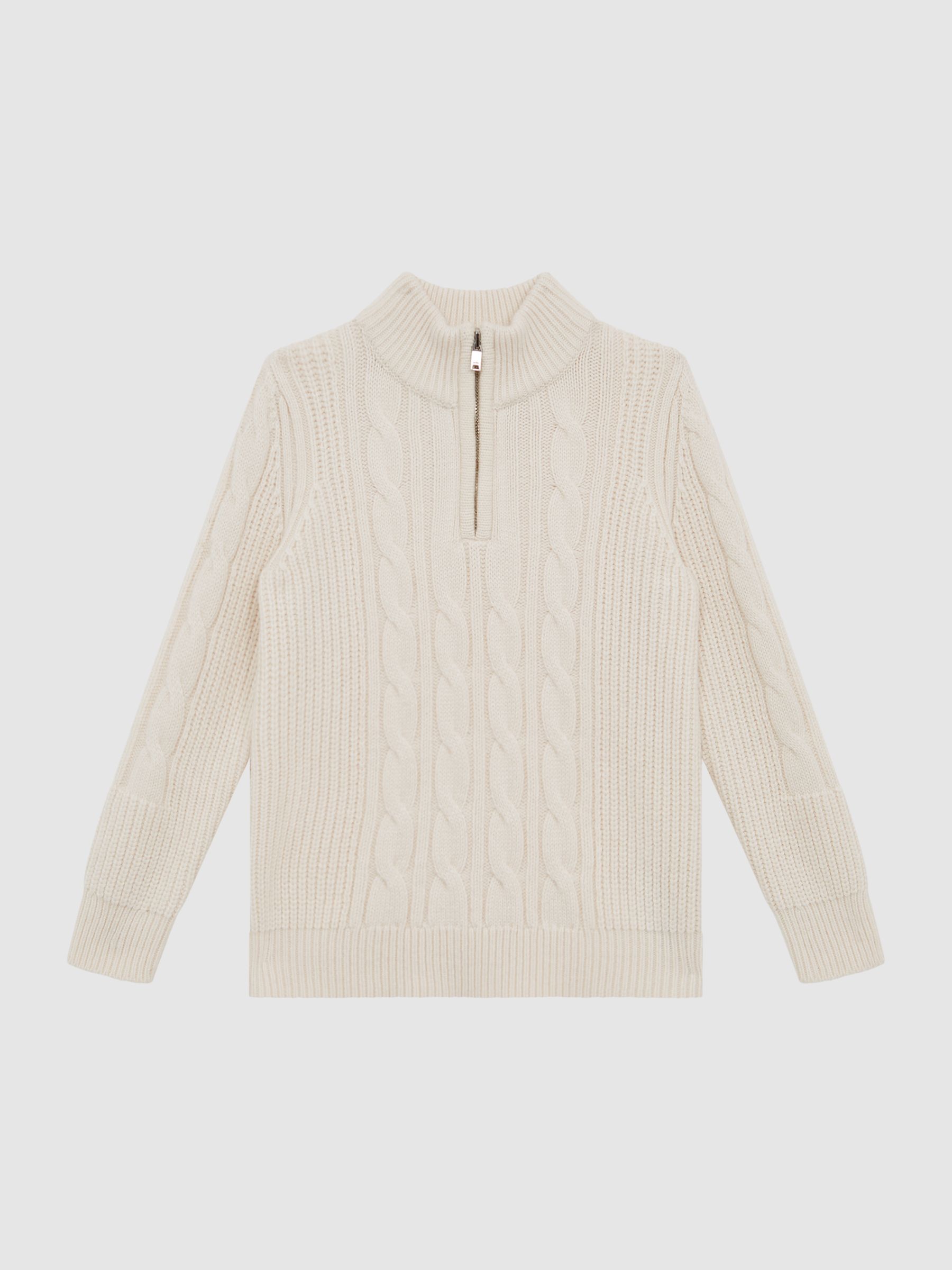 Junior Zip Neck Jumper in Ecru - Image 2 of 6