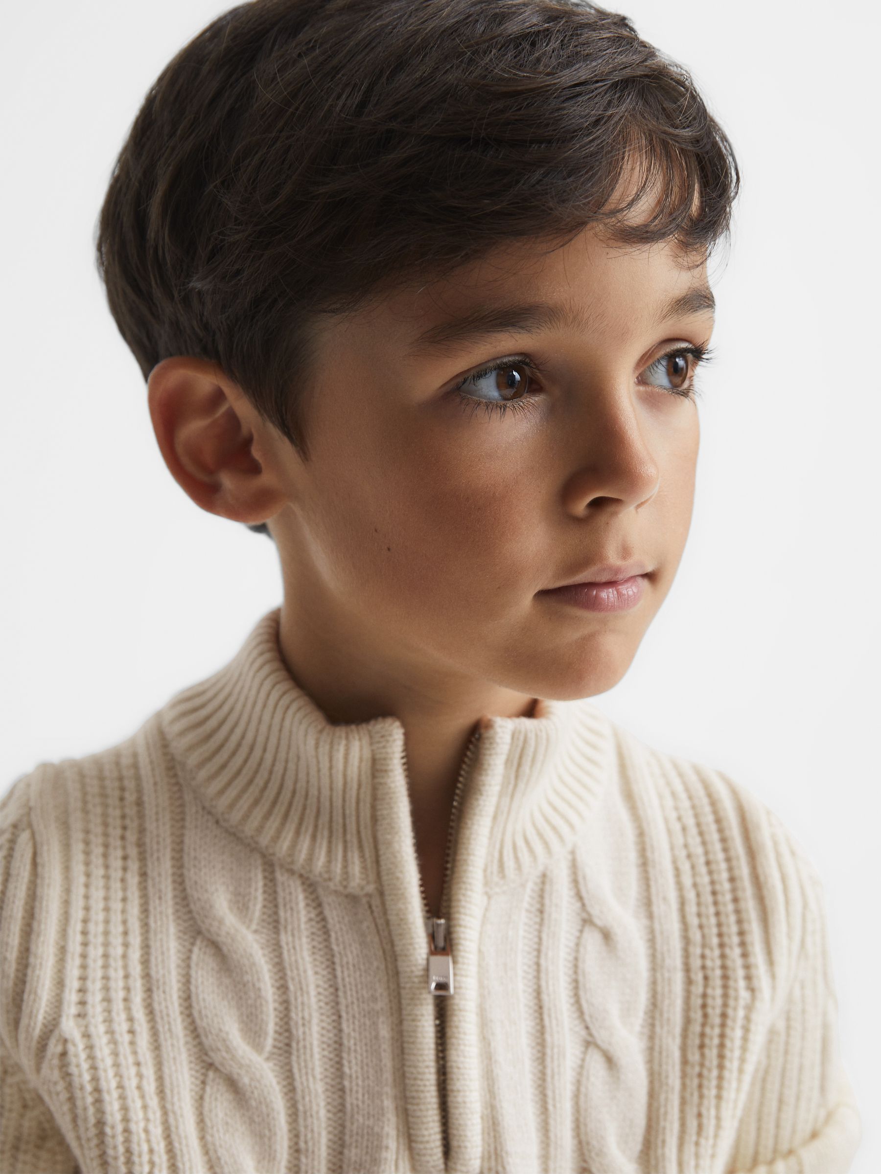 Junior Zip Neck Jumper in Ecru - Image 4 of 6