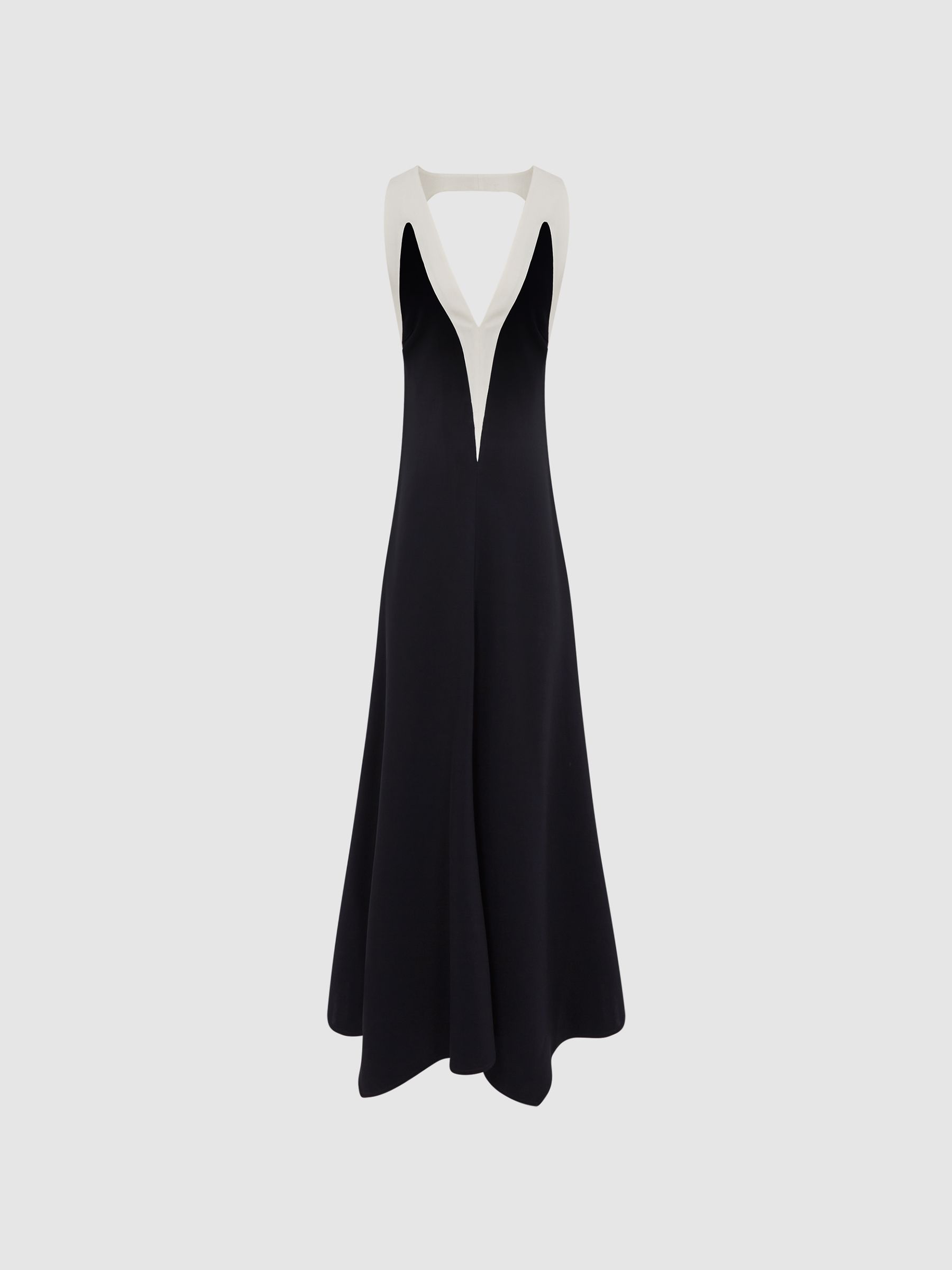 Colourblock V-Neck Midi Dress in Black/White - Image 2 of 7 Colourblock V-Neck Midi Dress in Black/White - Image 2 of 7
