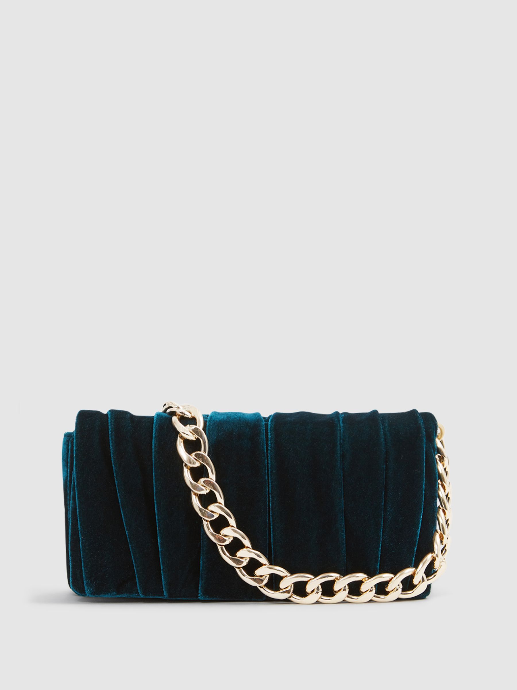 Velvet Twisted Clutch Bag in Teal - Image 5 of 6