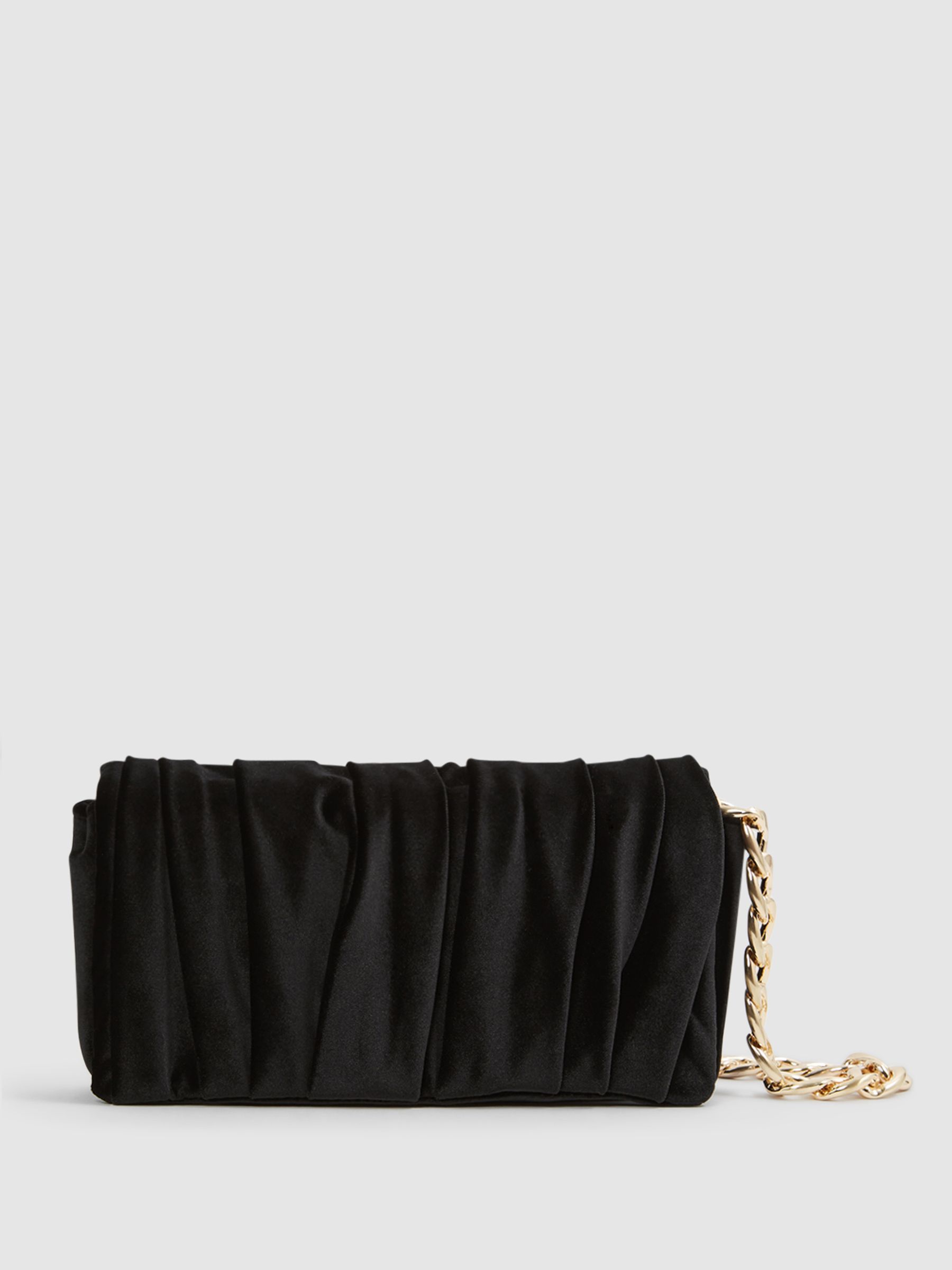 Velvet Twisted Clutch Bag in Black - Image 1 of 7