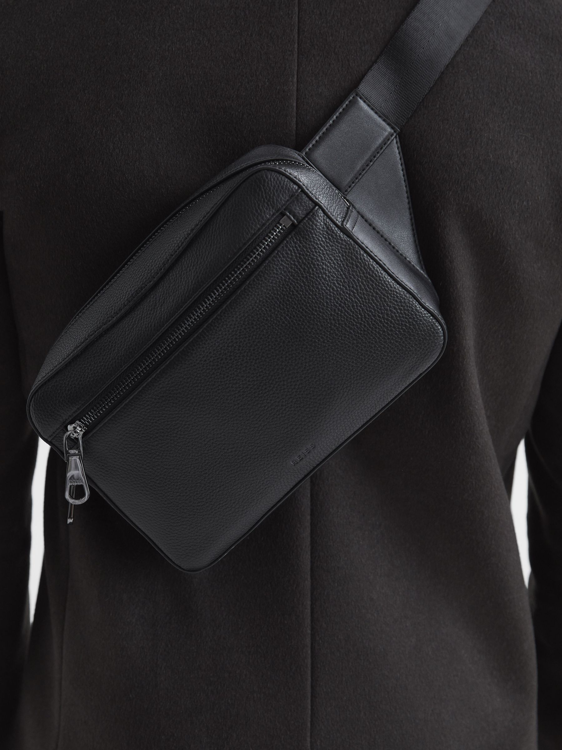 Leather Cross-Body Bag in Black - Image 3 of 9