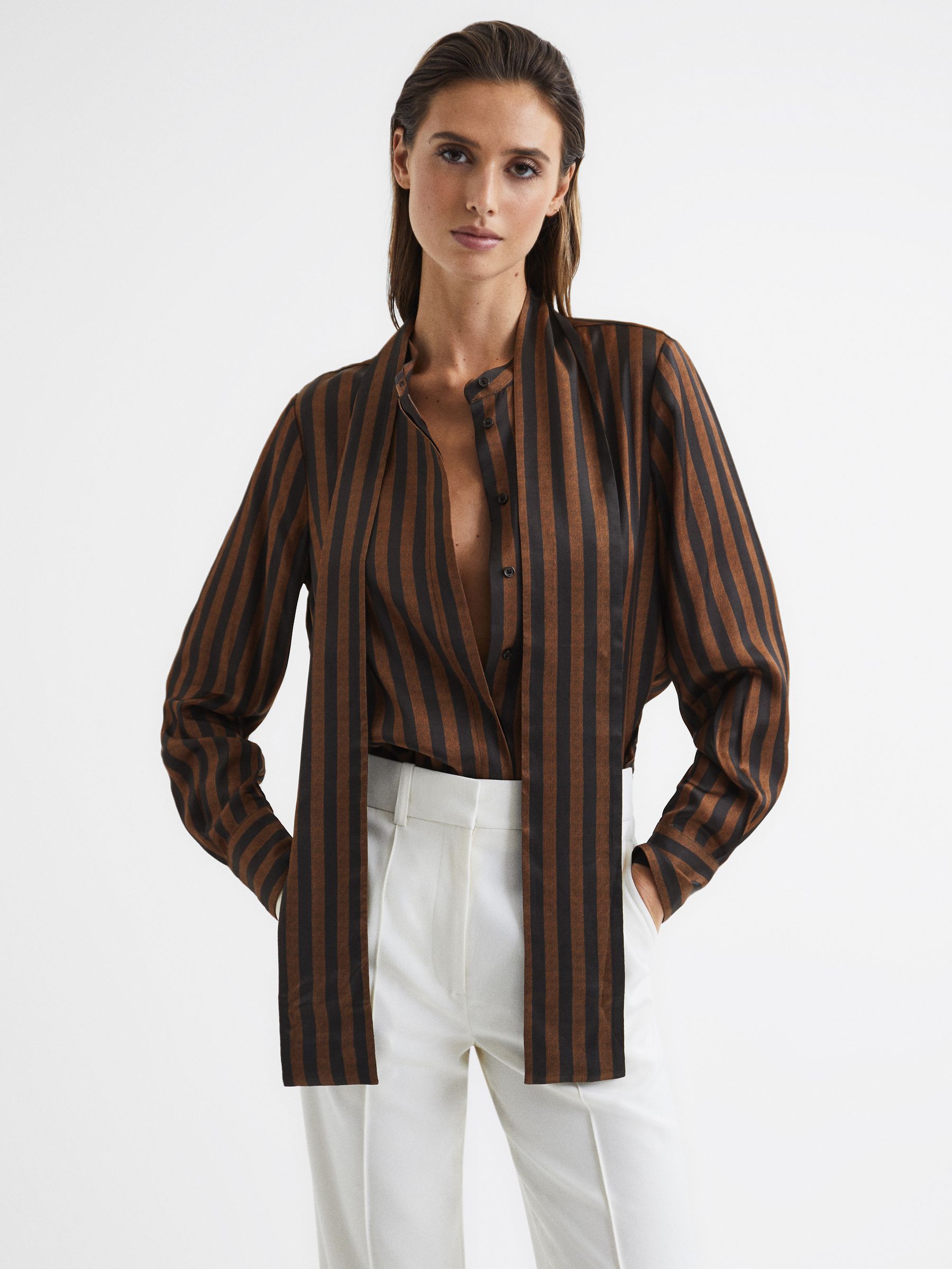 Stripe Shirt in Brown - Image 1 of 8
