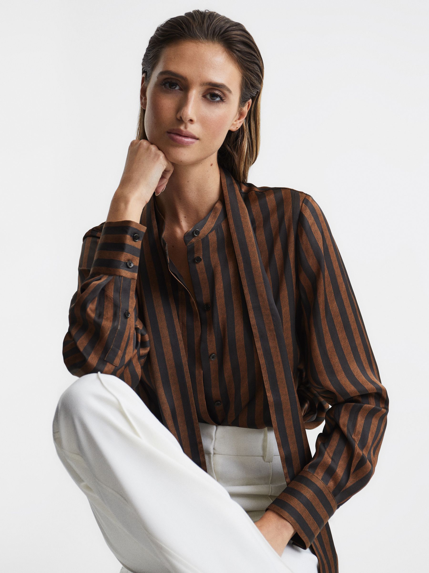 Stripe Shirt in Brown - Image 7 of 8