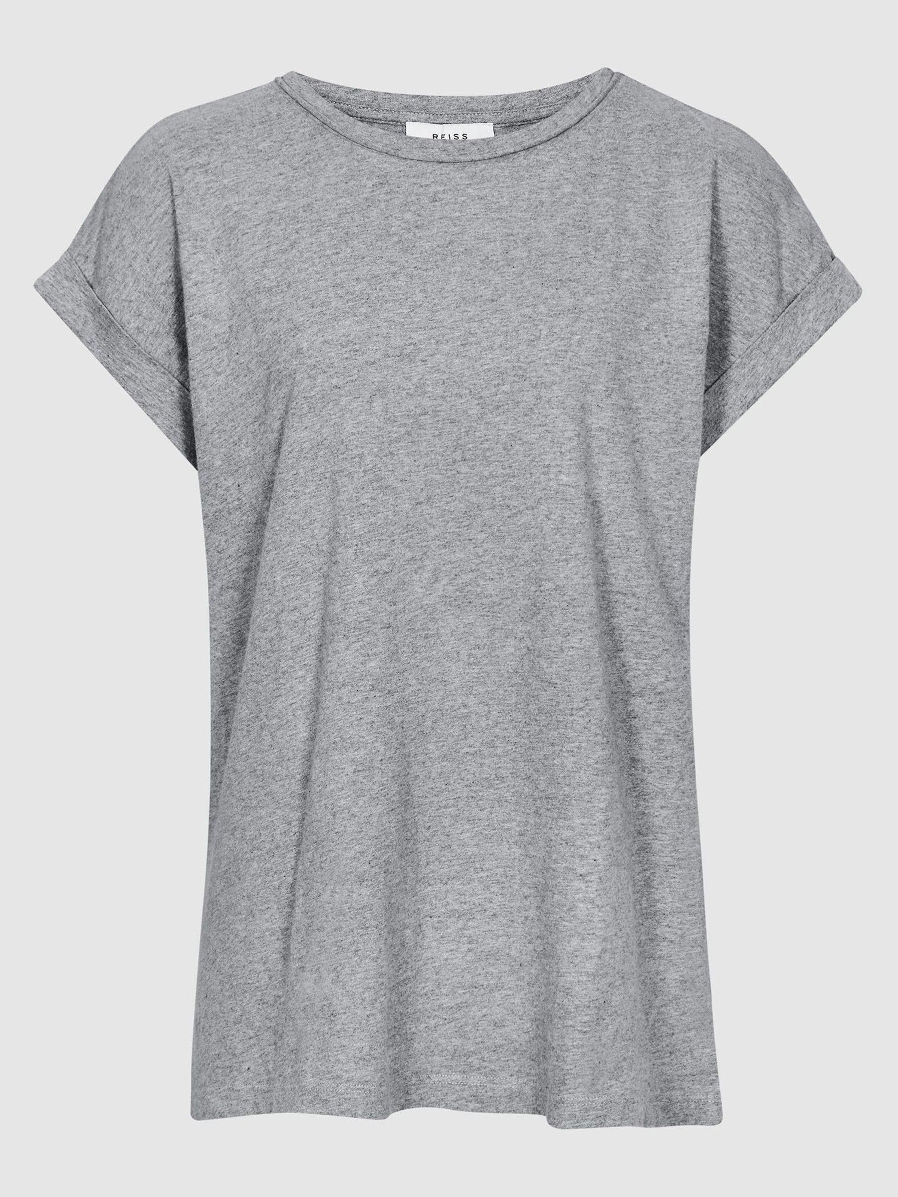 Cotton-Jersey Crew Neck T-Shirt in Grey - Image 2 of 6 Cotton-Jersey Crew Neck T-Shirt in Grey - Image 2 of 6