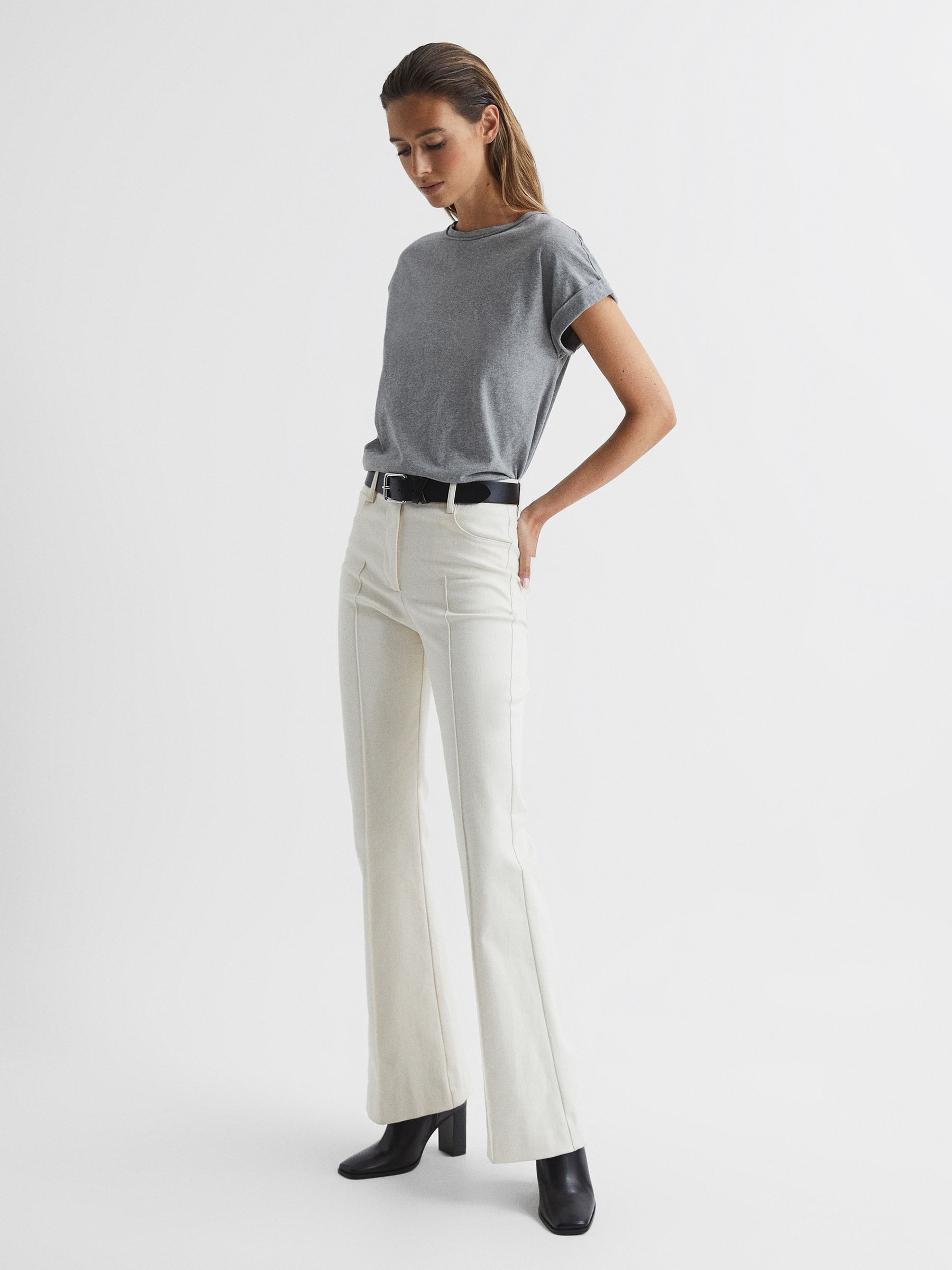 Cotton-Jersey Crew Neck T-Shirt in Grey - Image 3 of 6