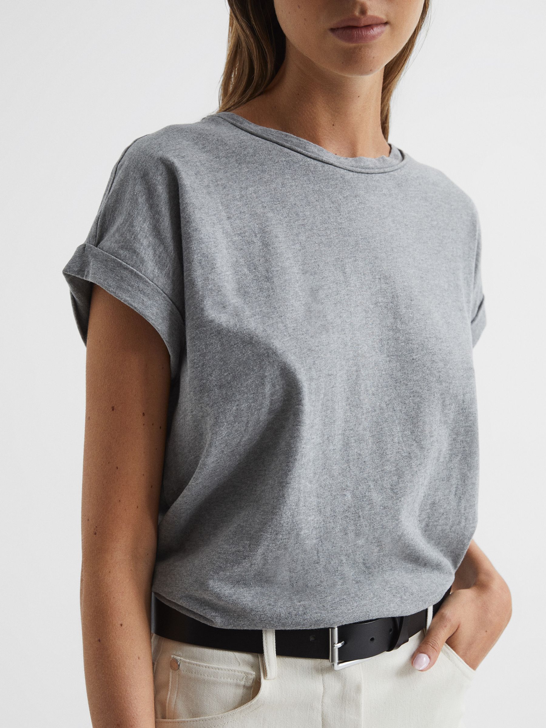 Cotton-Jersey Crew Neck T-Shirt in Grey - Image 4 of 6