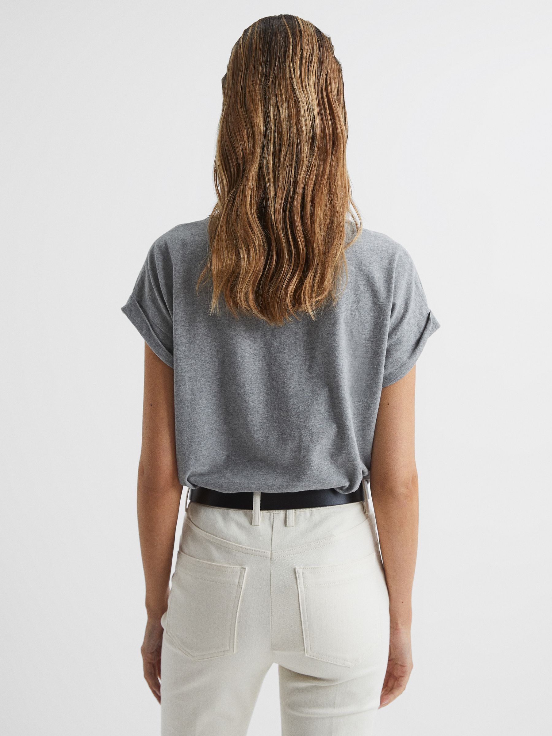 Cotton-Jersey Crew Neck T-Shirt in Grey - Image 5 of 6