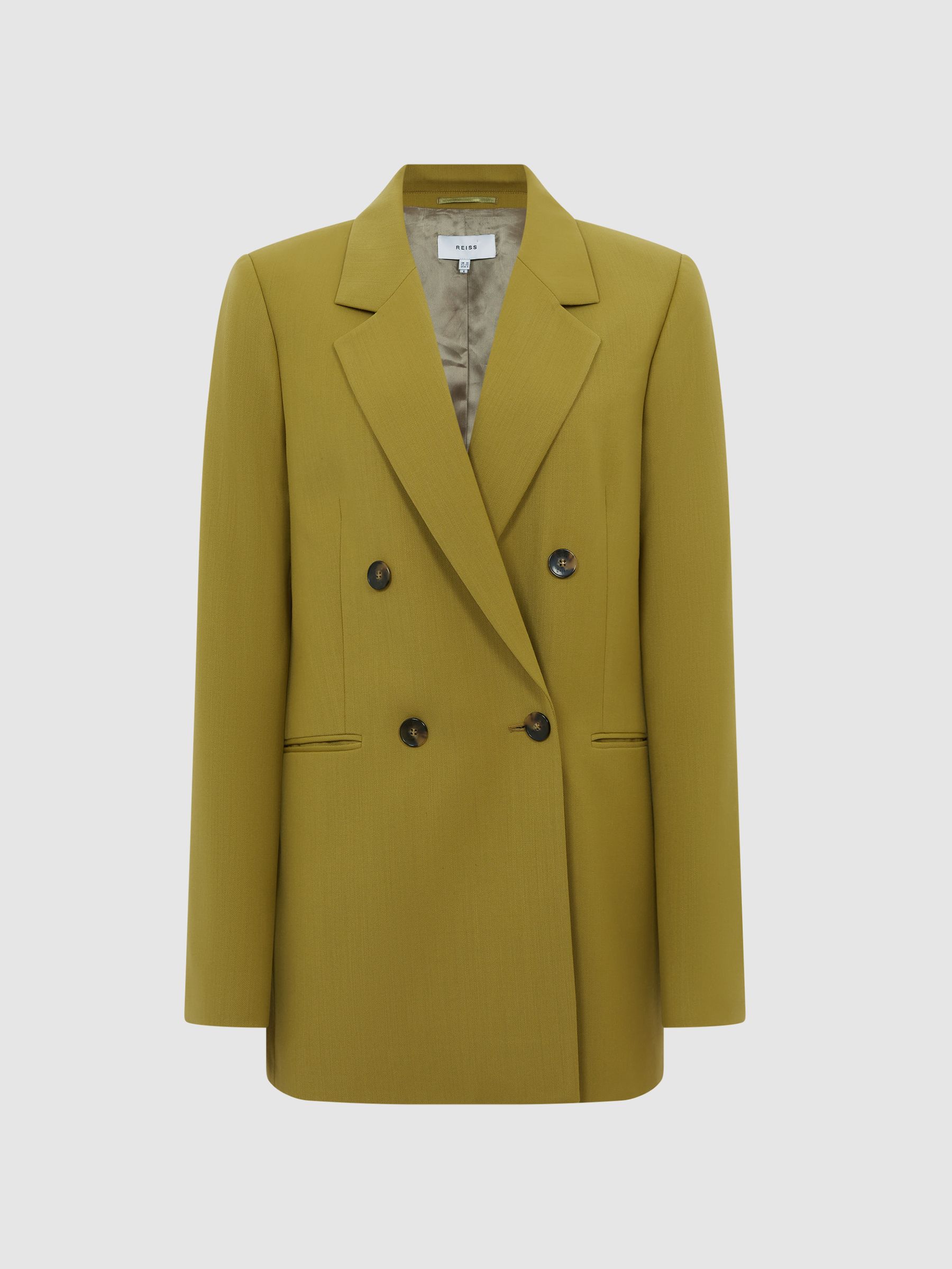 Blazer croisé en laine mélangée vert - Image 2 de 8