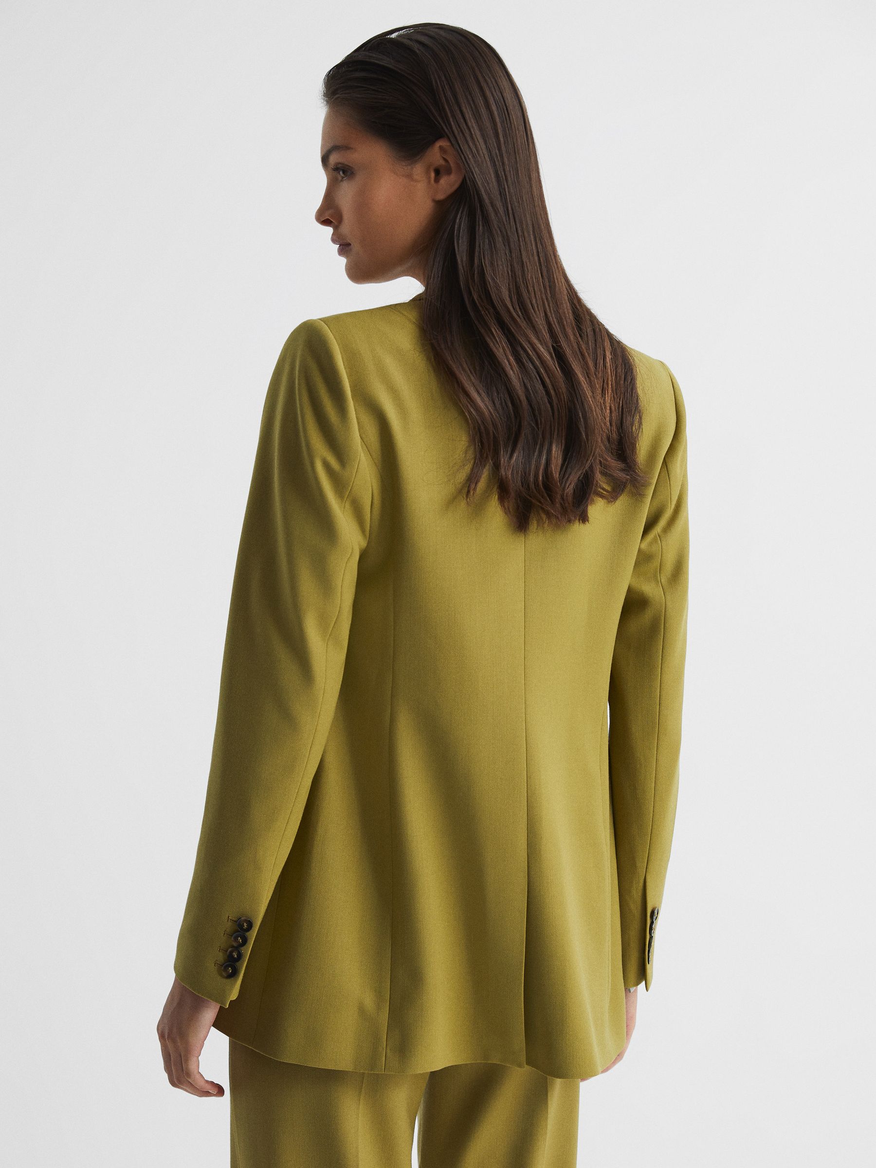 Blazer croisé en laine mélangée vert - Image 5 de 8