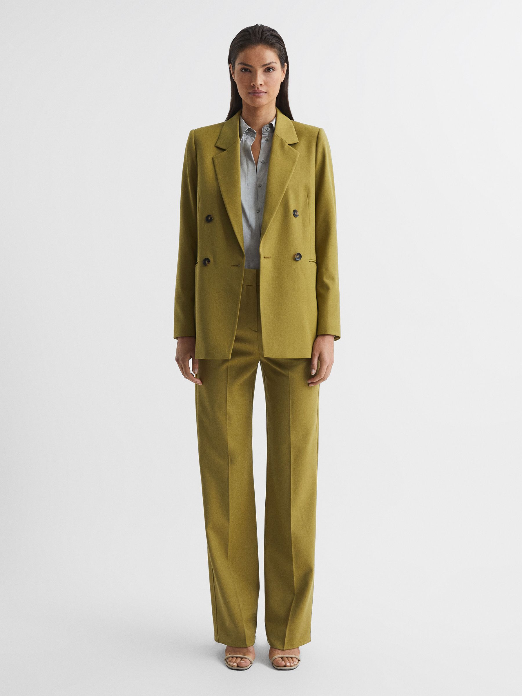 Blazer croisé en laine mélangée vert - Image 8 de 8