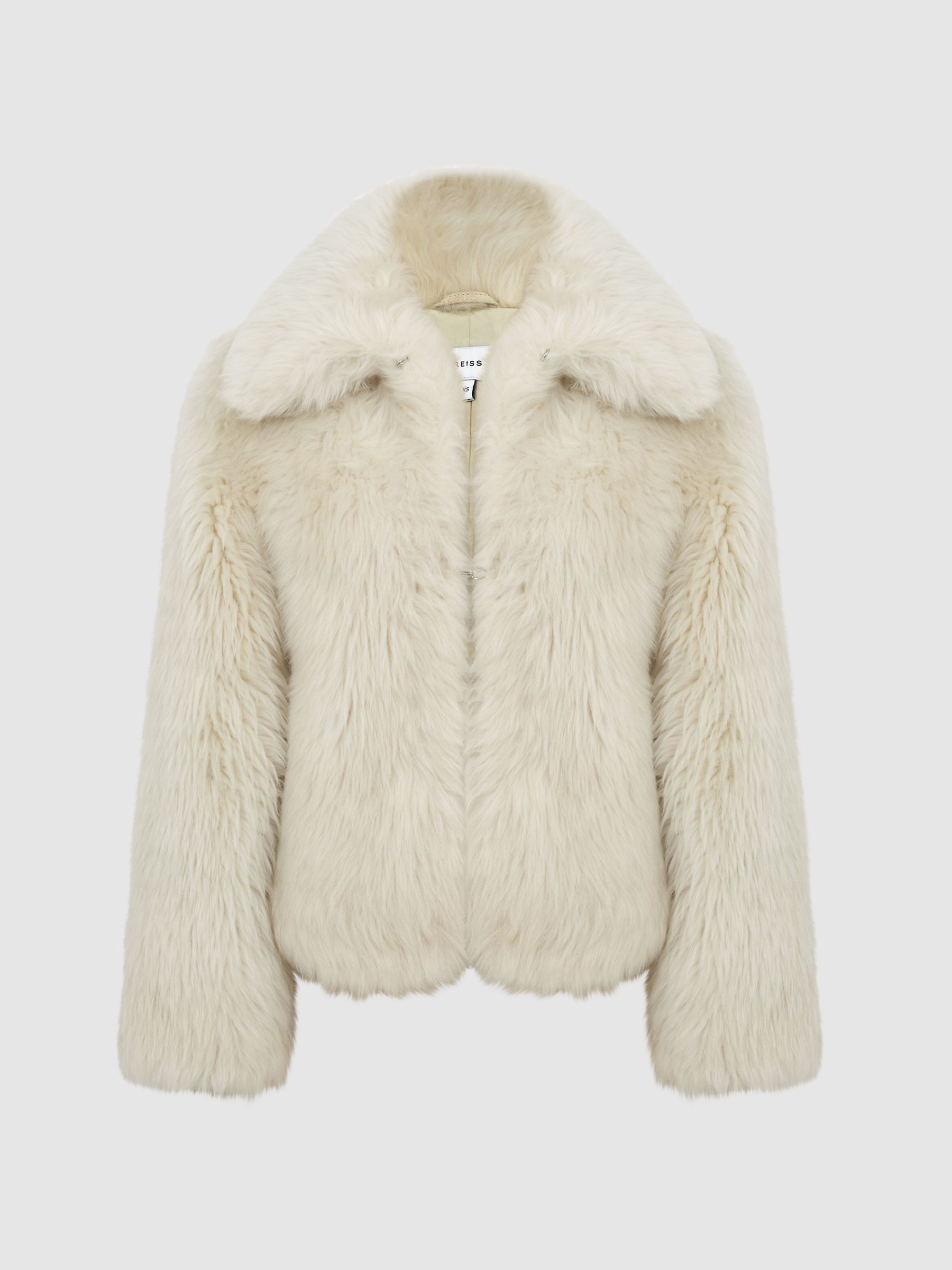 Short Shearling Jacket in Cream - Image 2 of 6