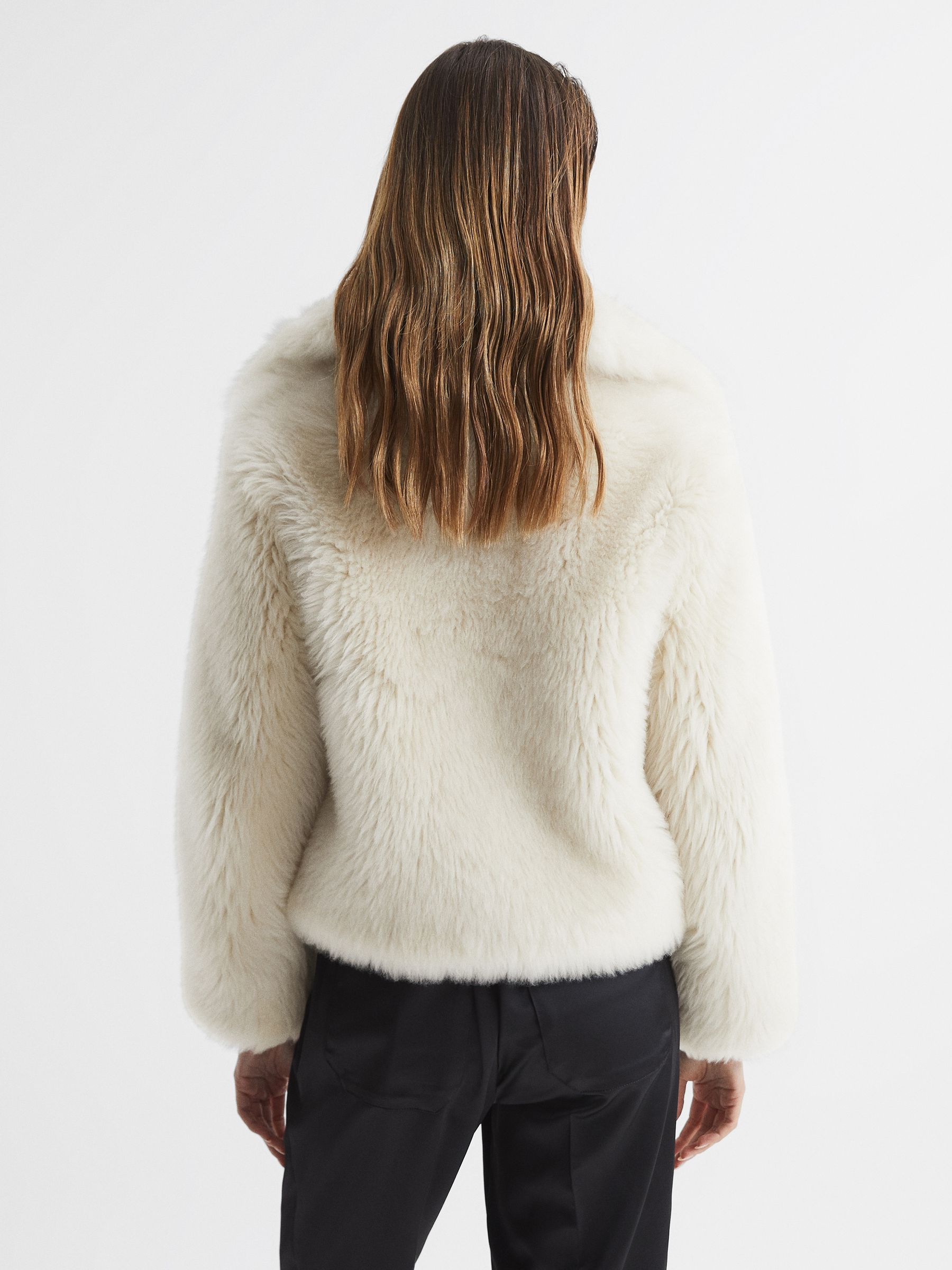 Short Shearling Jacket in Cream - Image 5 of 6