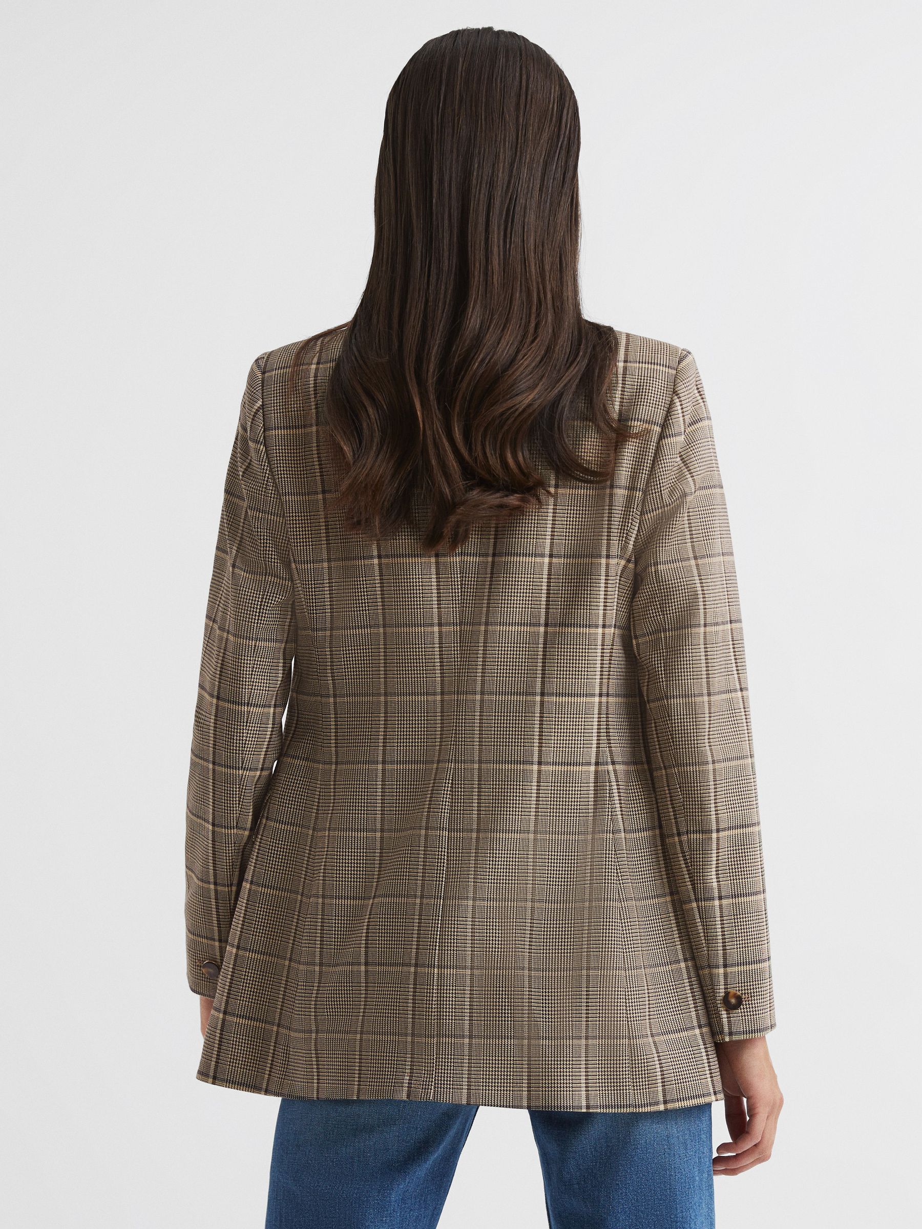 Double Breasted Check Blazer in Brown - Image 5 of 6