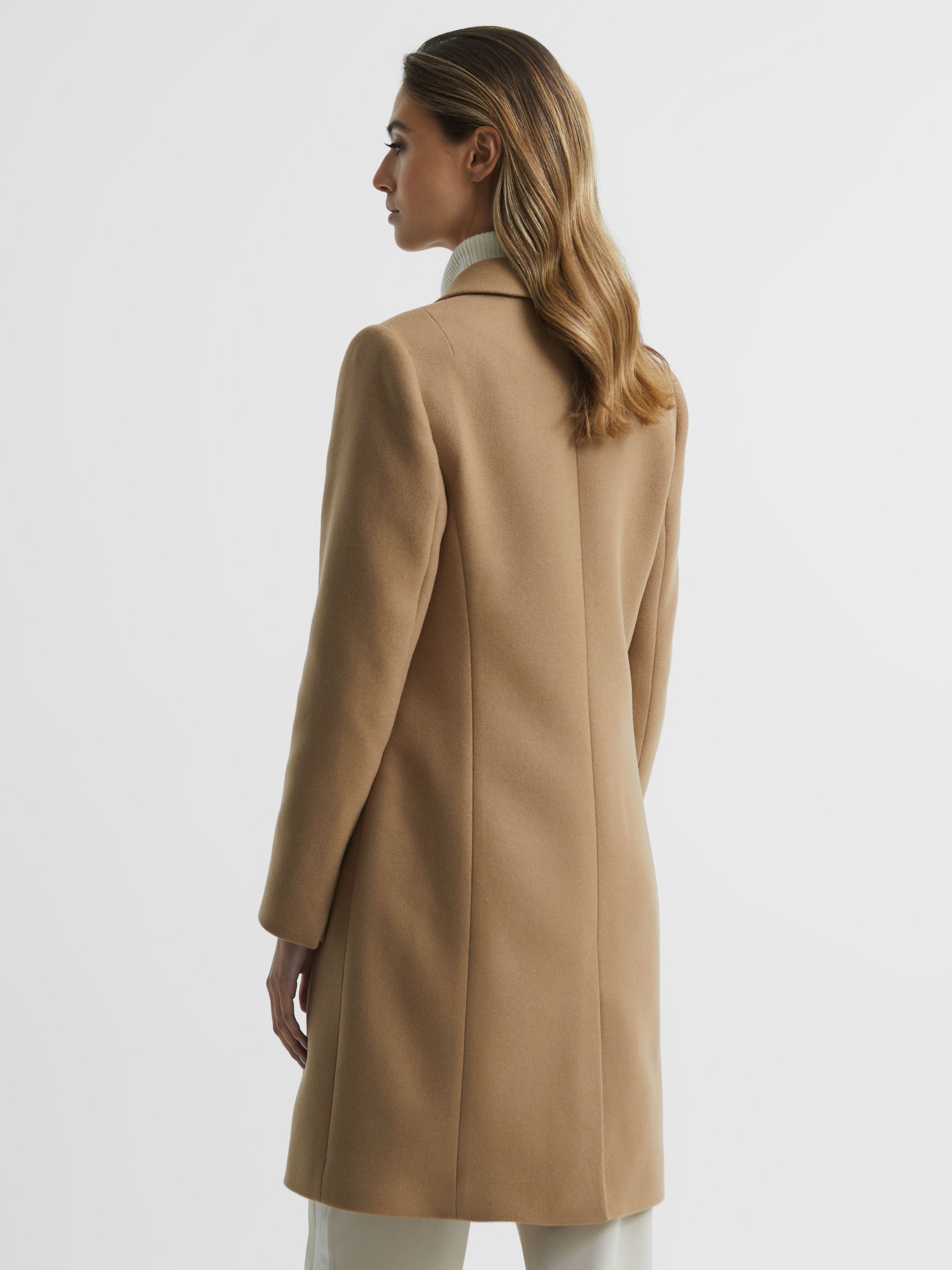 Wool Blend Mid Length Coat in Camel - Image 5 of 9