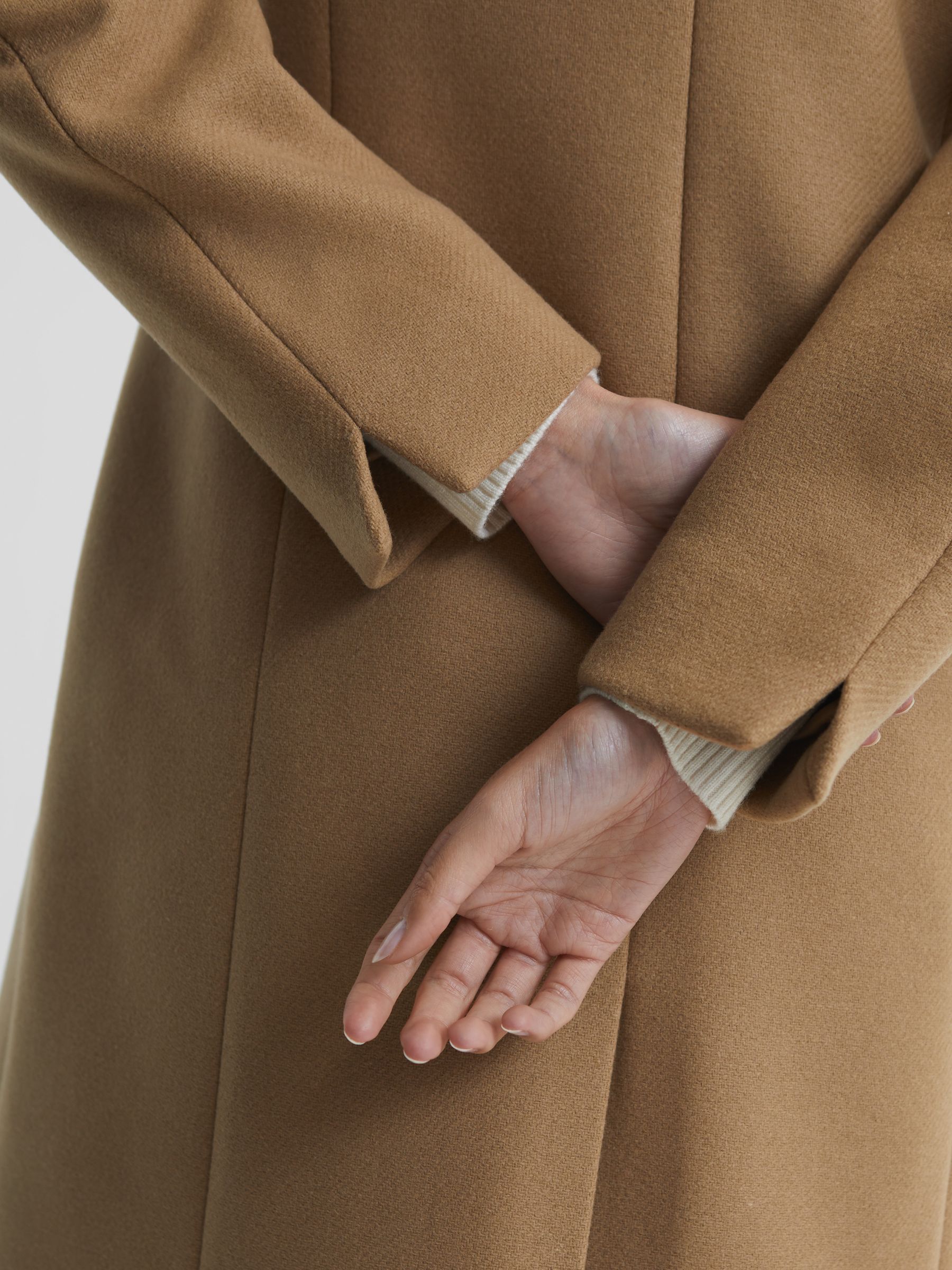 Wool Blend Mid Length Coat in Camel - Image 7 of 9
