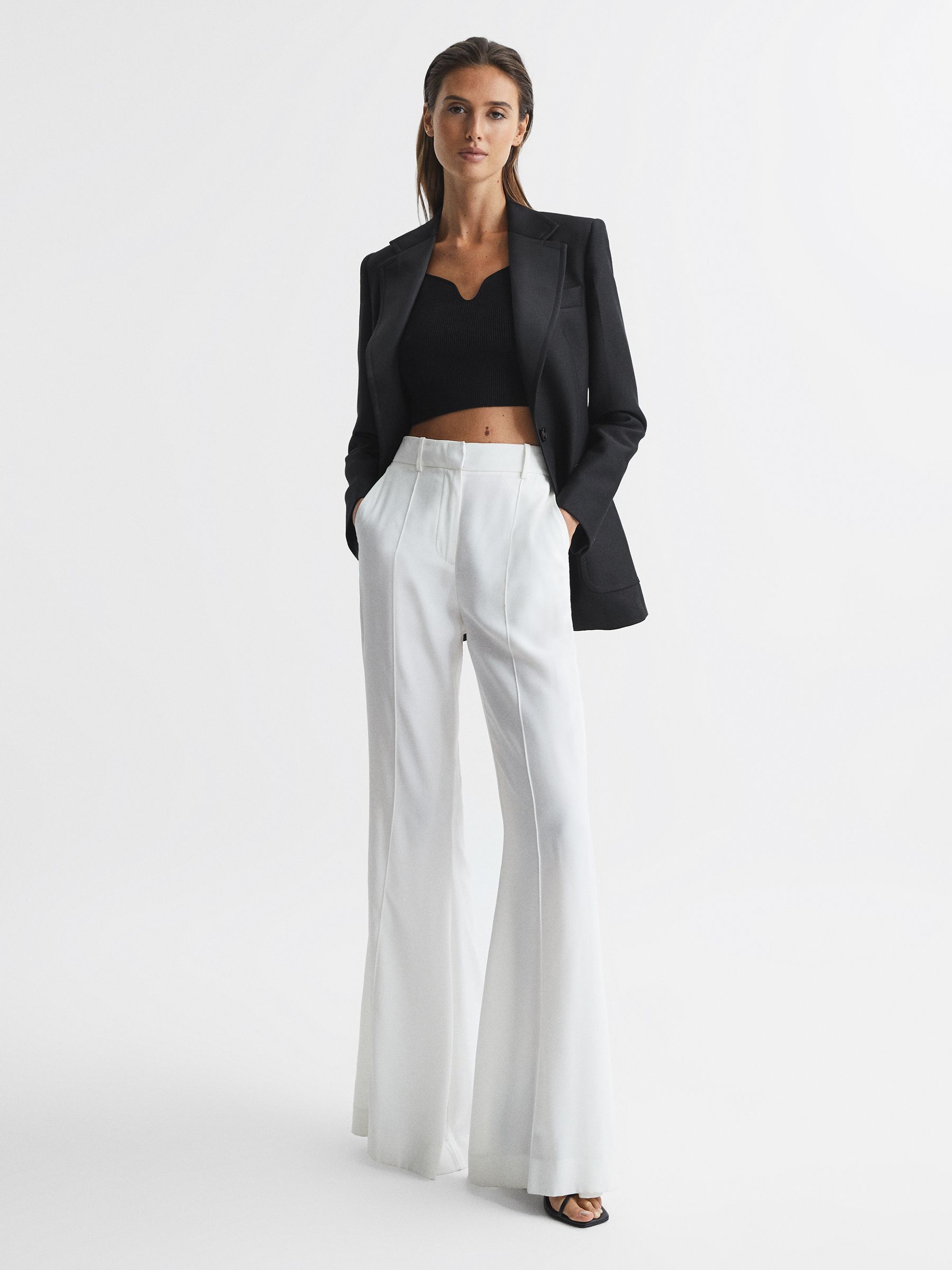 Cropped Sweetheart Neckline Top in Black - Image 3 of 6