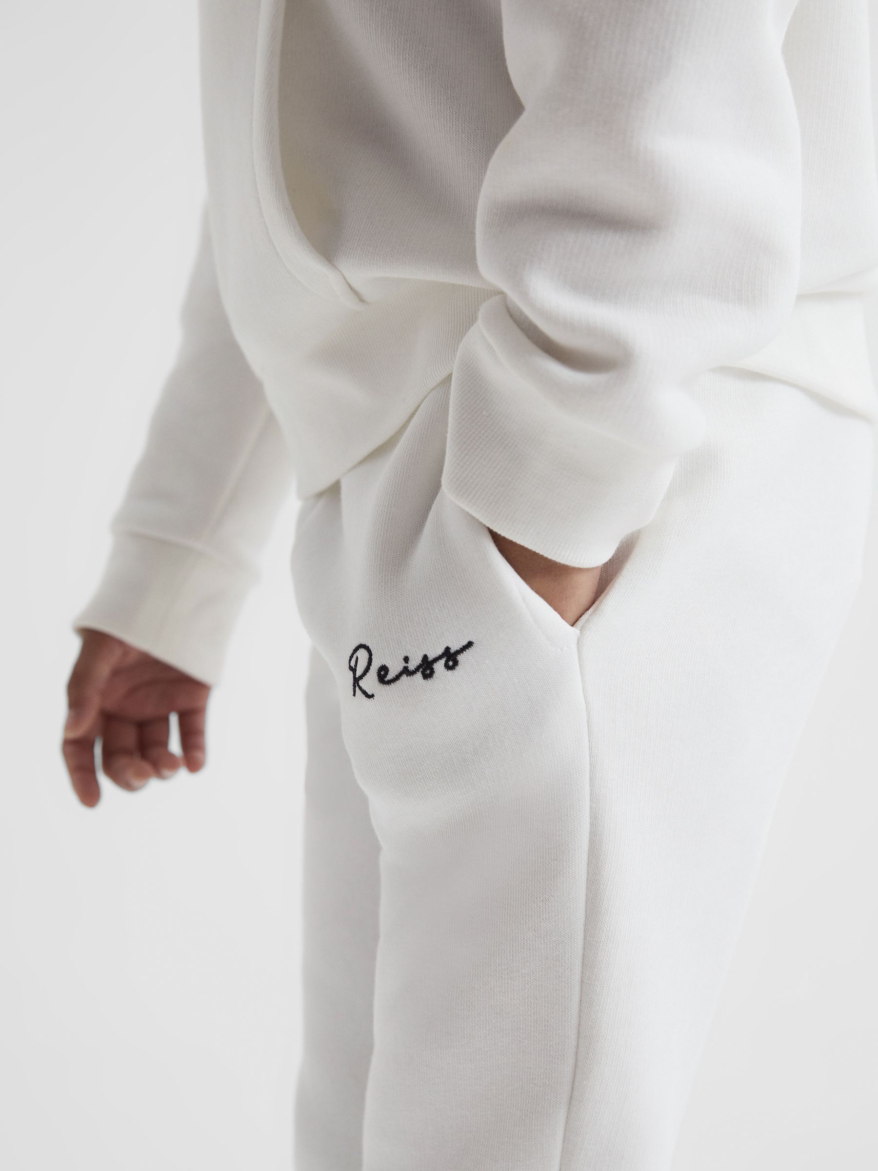 Senior Embroidered Jersey Joggers in Ecru - Image 2 of 2 Senior Embroidered Jersey Joggers in Ecru - Image 2 of 2