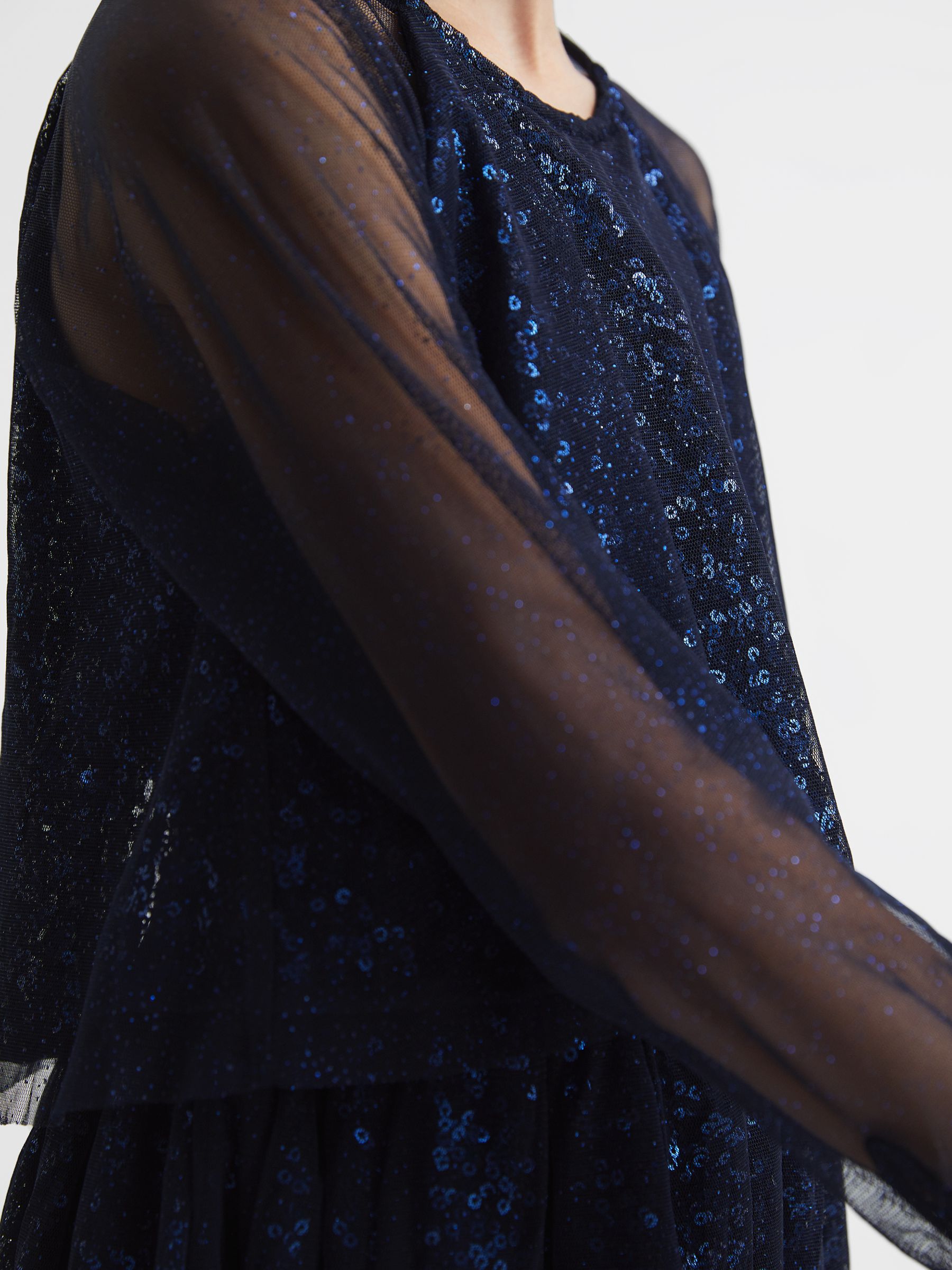 4-9 yrs Sequin Sheer Tutu Dress in Navy - 圖片 2/2