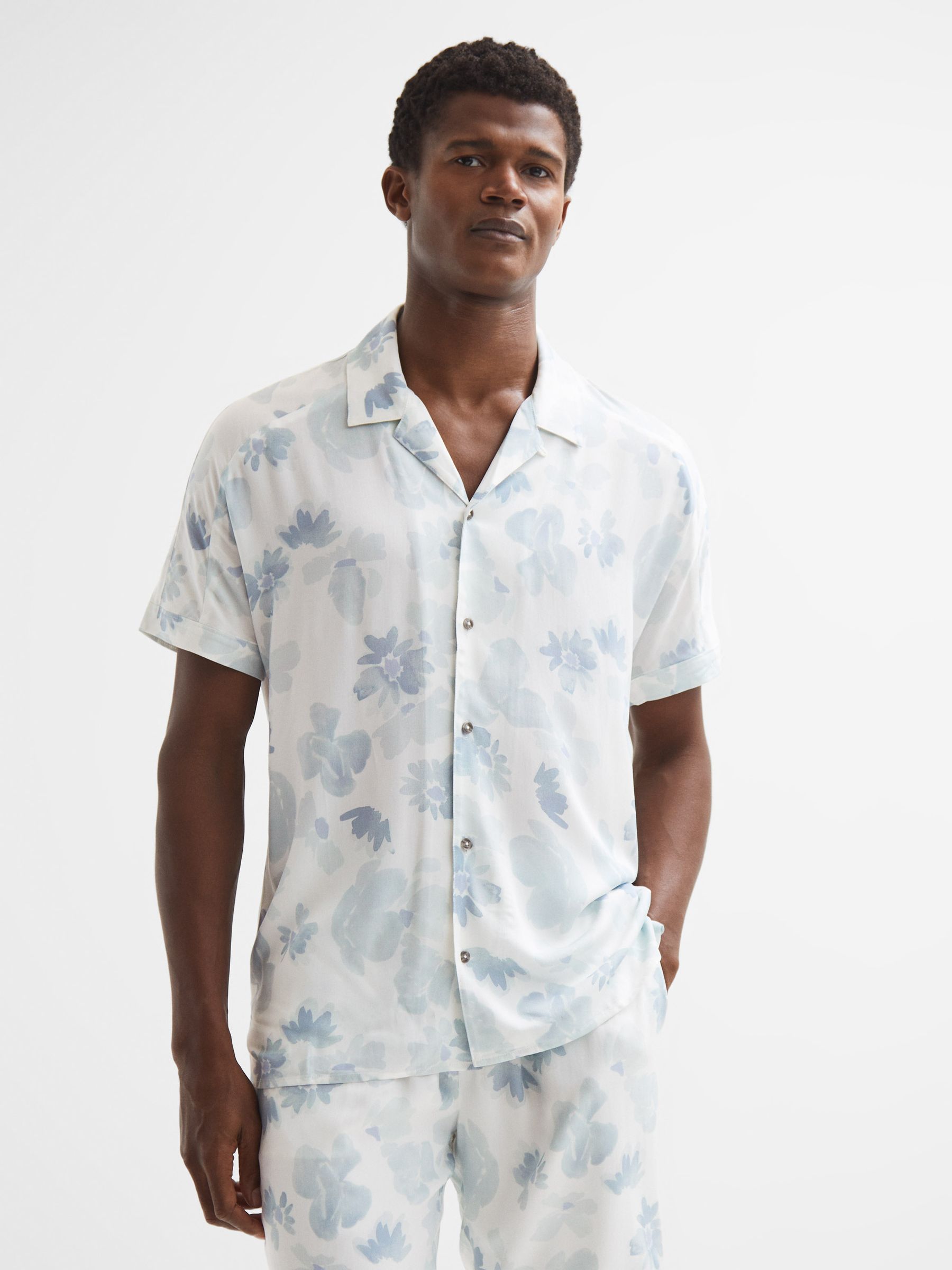 Paige Floral Shirt in Light Grey Multi - Image 1 of 7