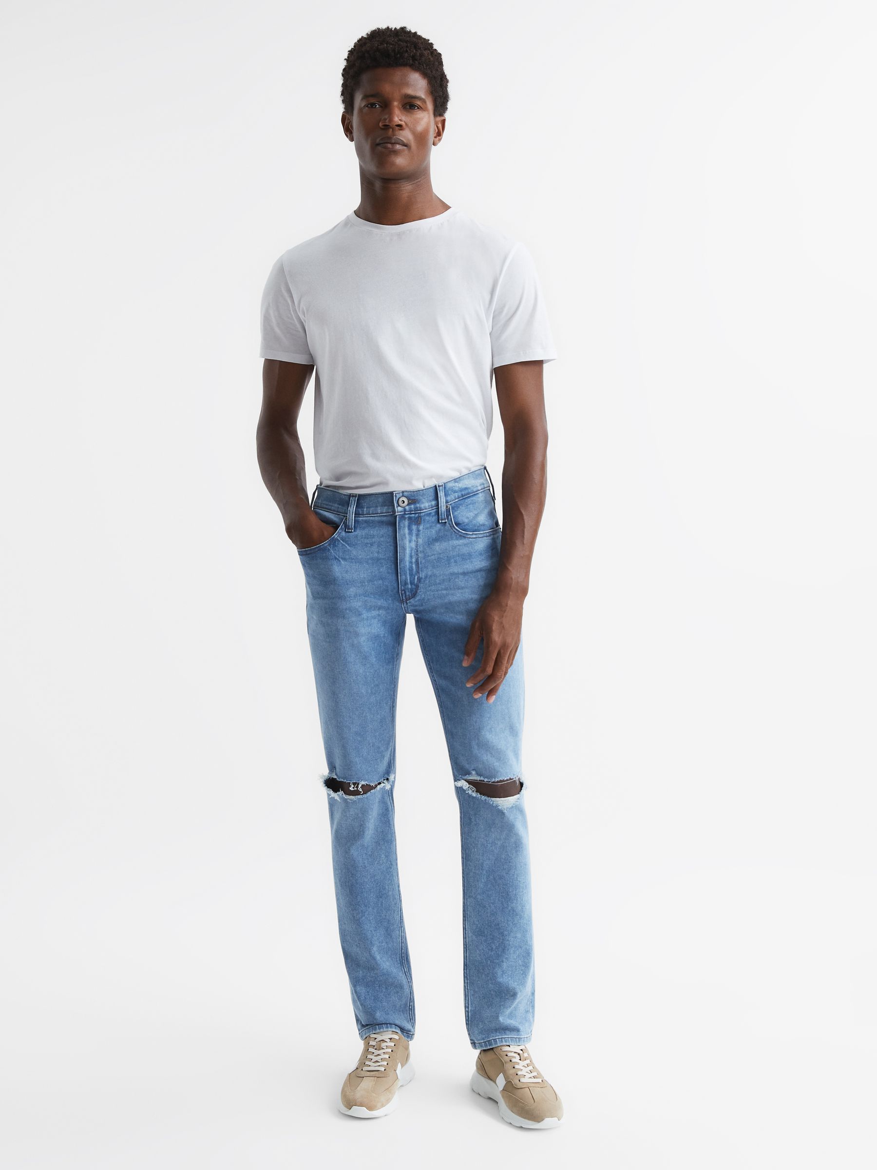Paige High Stretch Slim Fit Jeans in Odgen Destructed - Image 3 of 7