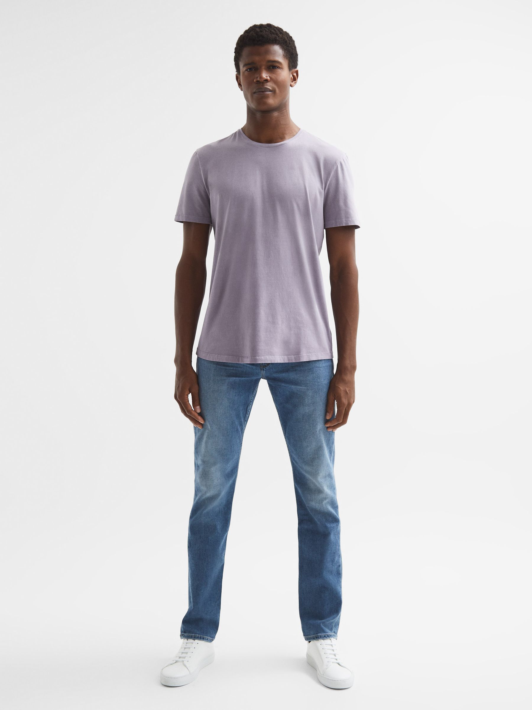 Paige Short Sleeve Crew Neck T-Shirt in Summer Plum Fade - Image 3 of 6