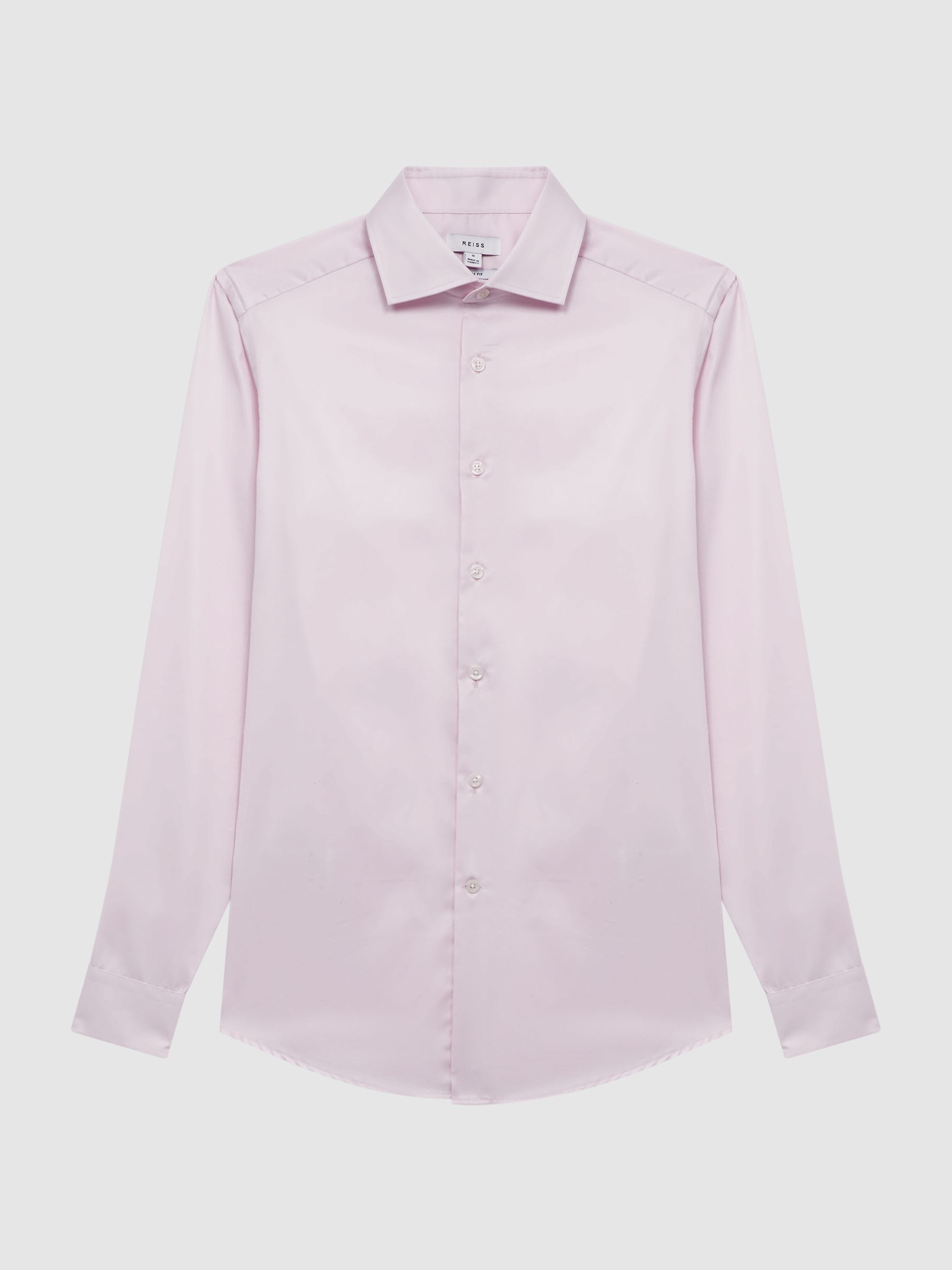 Slim Fit Cotton Sateen Shirt in Pink - Image 2 of 6