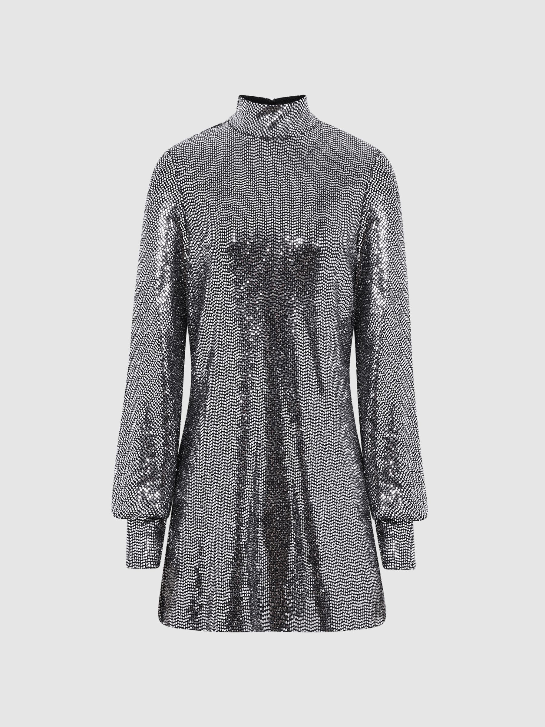 Sequin Occasion Top in Silver - Image 2 of 7 Sequin Occasion Top in Silver - Image 2 of 7