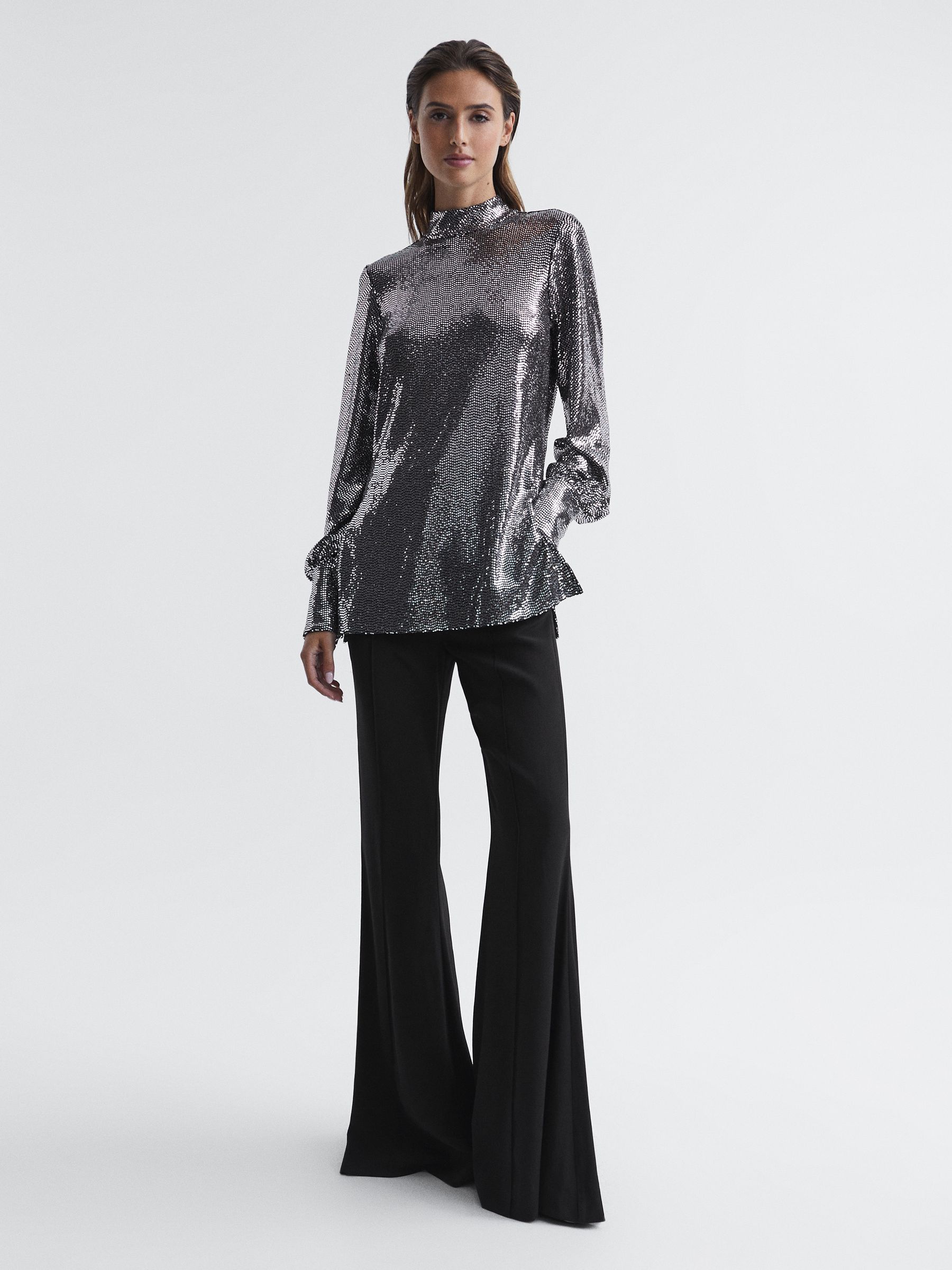 Sequin Occasion Top in Silver - Image 3 of 7