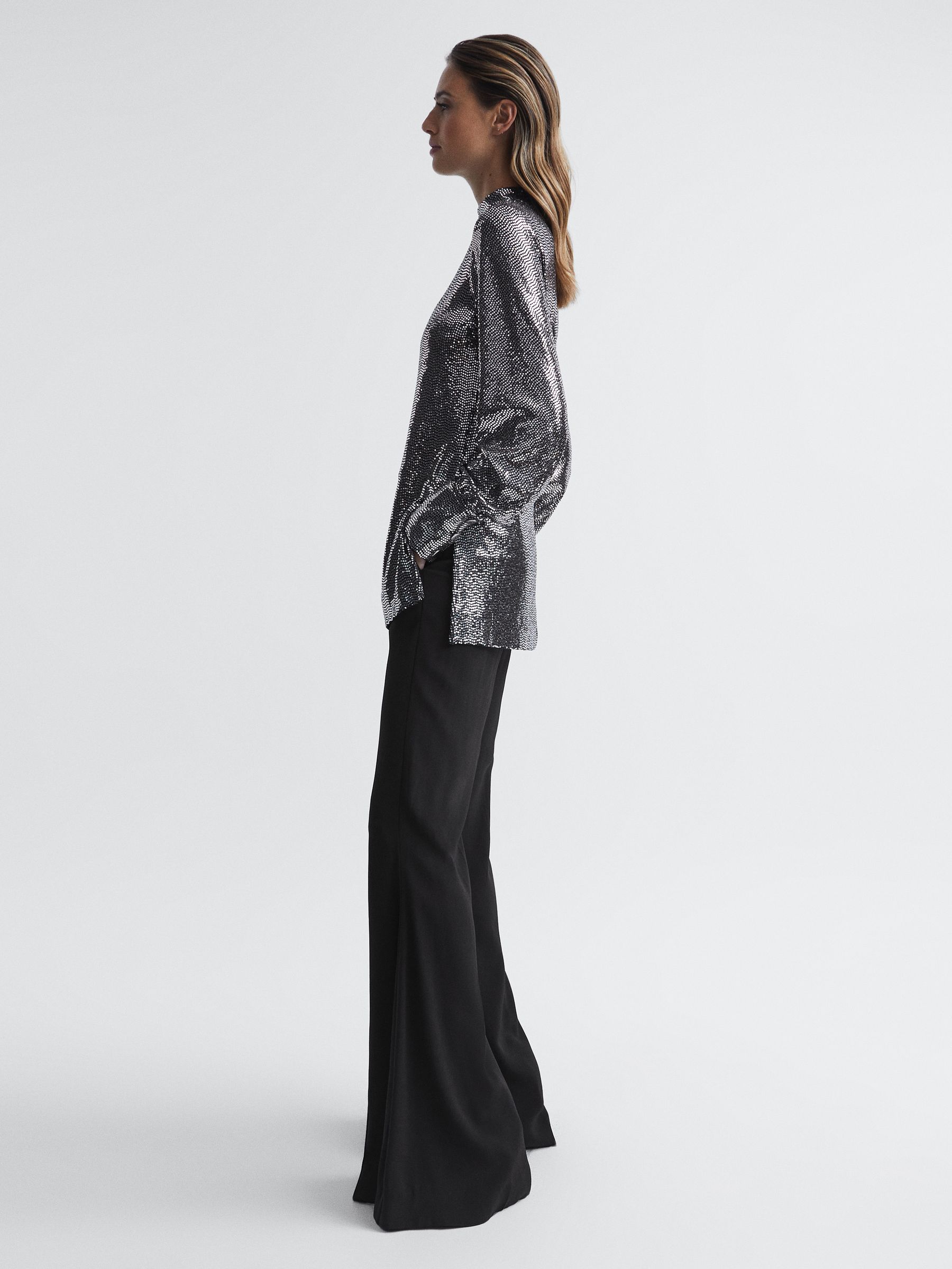 Sequin Occasion Top in Silver - Image 4 of 7