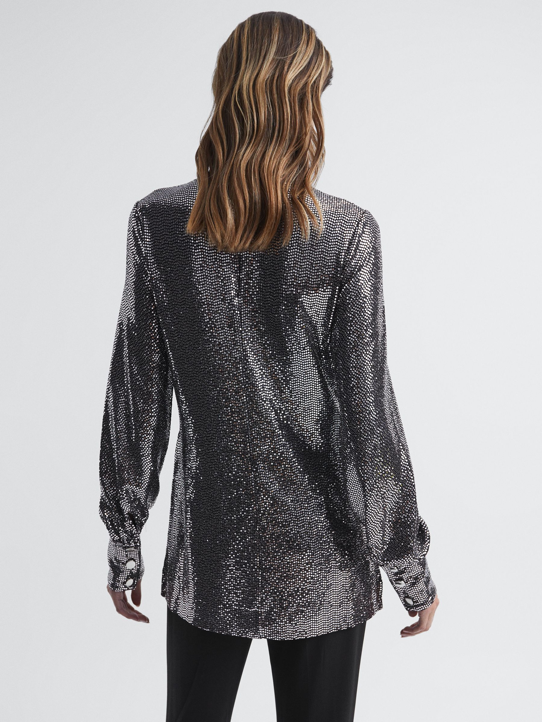 Sequin Occasion Top in Silver - Image 5 of 7