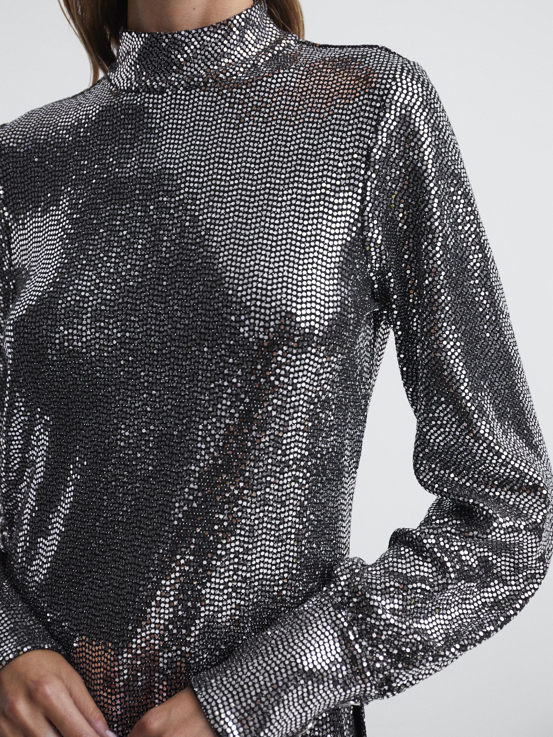 Sequin Occasion Top in Silver - Image 7 of 7
