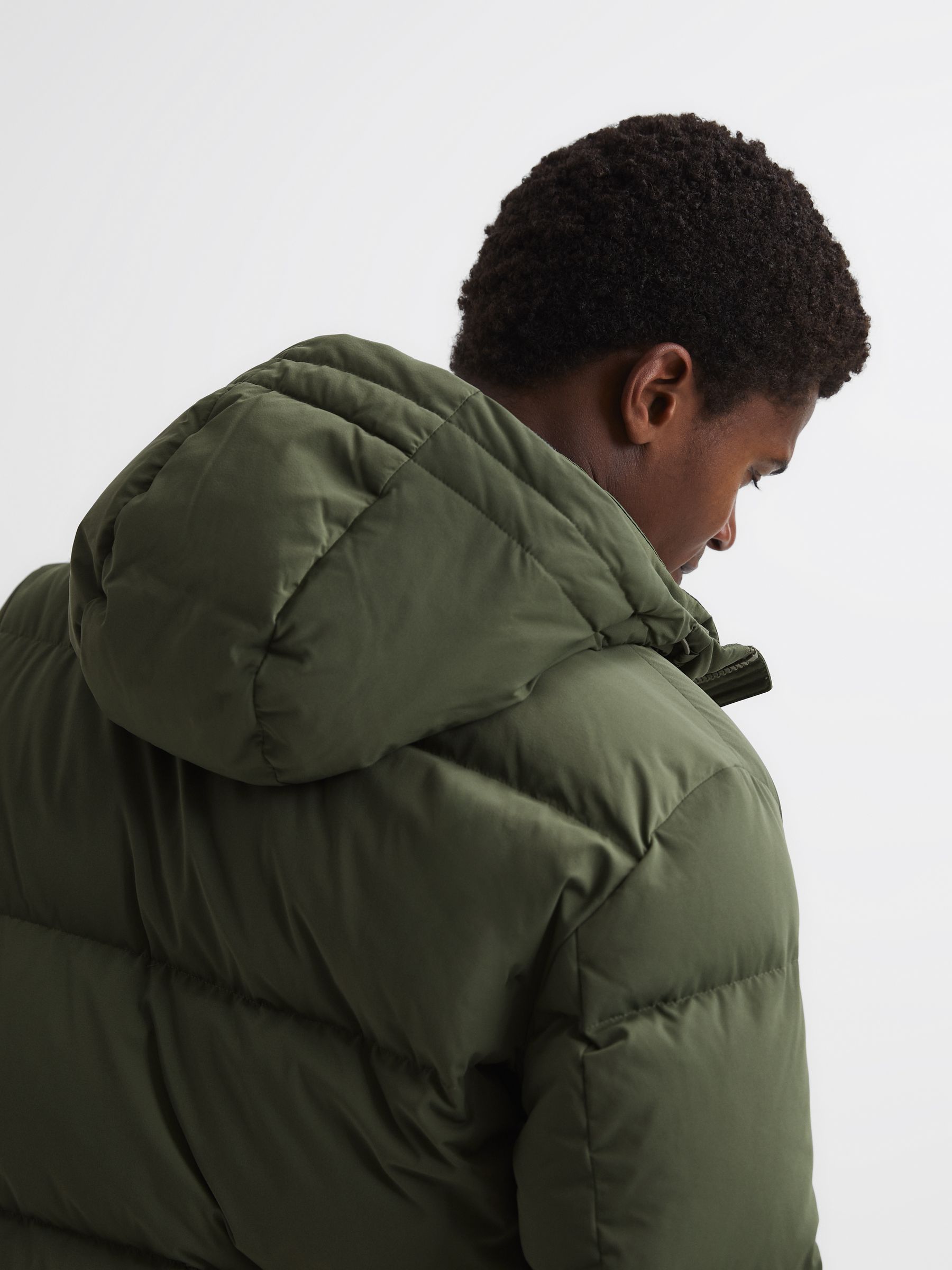 Short Puffer Jacket in Khaki - Image 6 of 7
