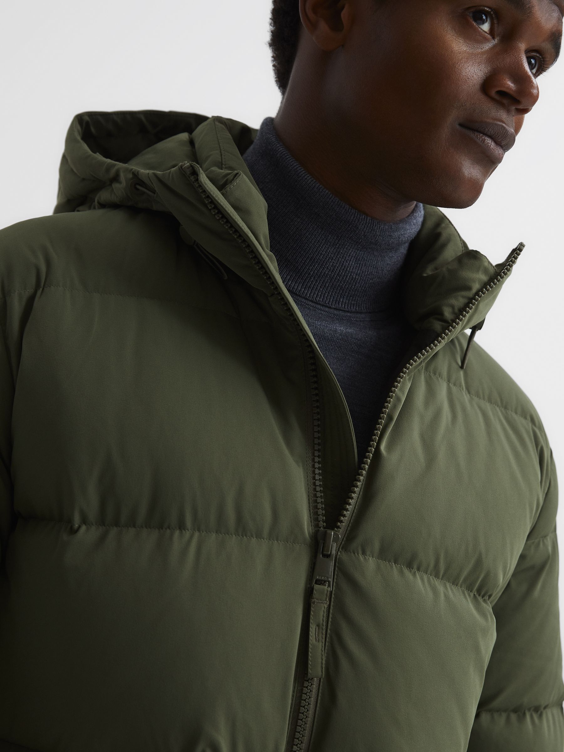 Short Puffer Jacket in Khaki - Image 7 of 7