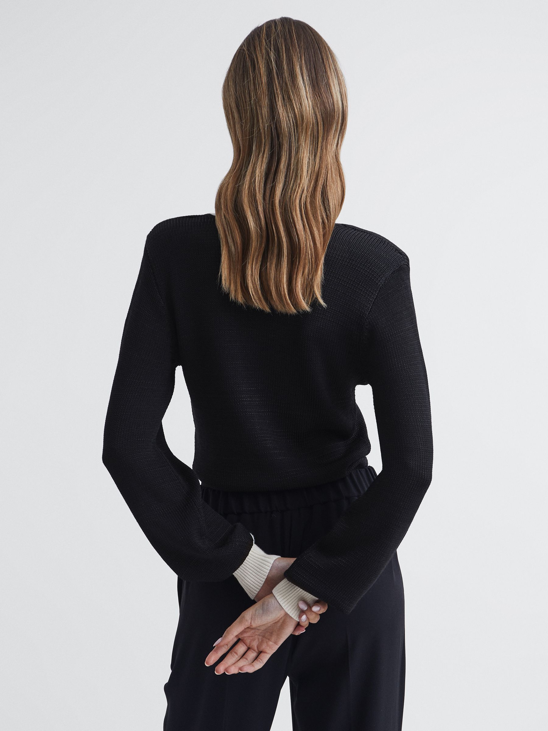 Contrast Trim Knitted Jumper in Black - Image 5 of 5
