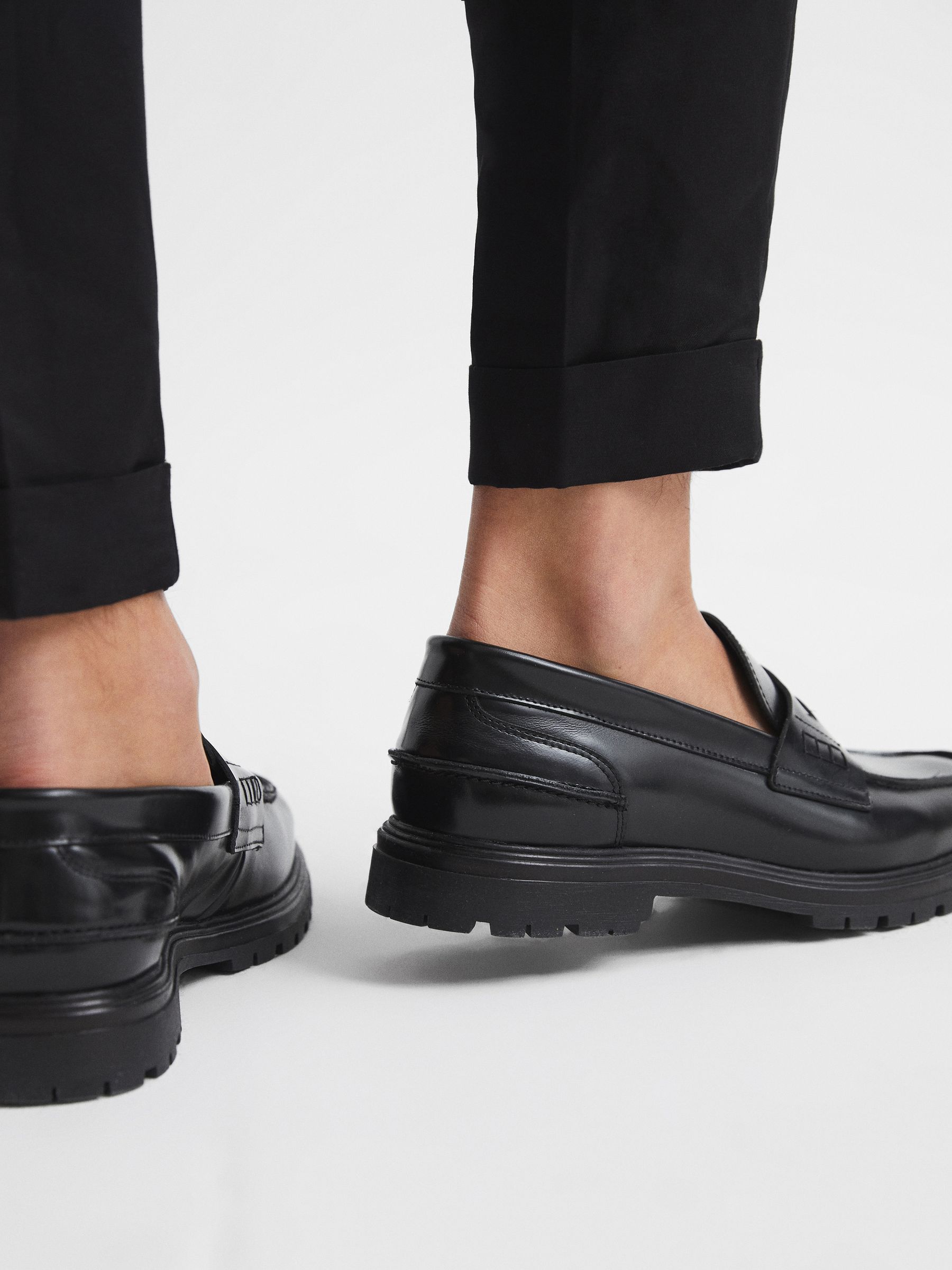 Casual Leather Loafers in Black - Image 3 of 8
