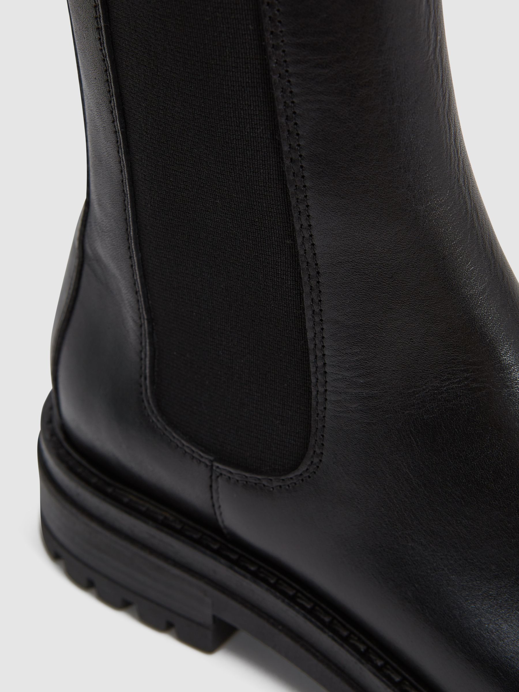 Leather Pull On Chelsea Boots in Black - Image 5 of 6