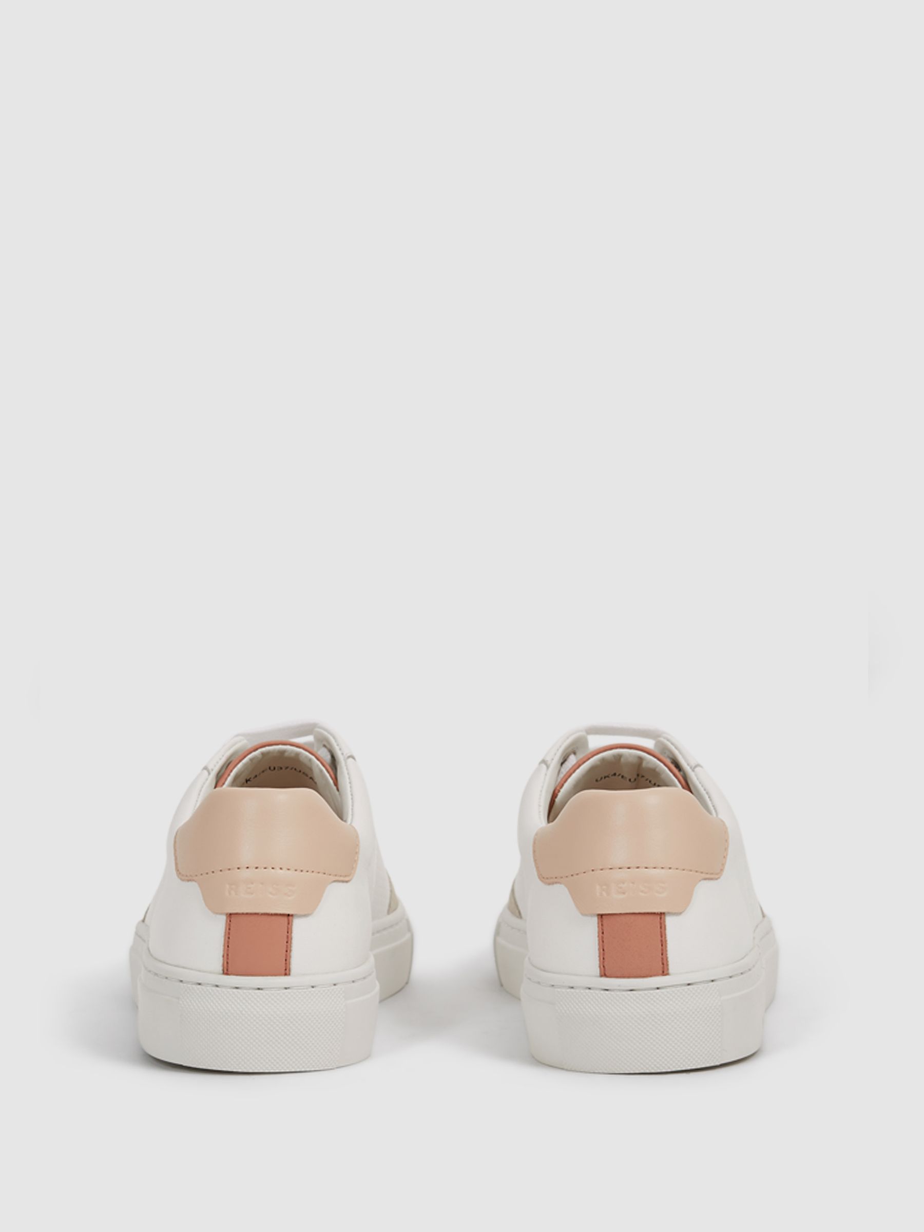 Leather Suede Low Top Trainers in White/Mineral Pink - Image 6 of 6
