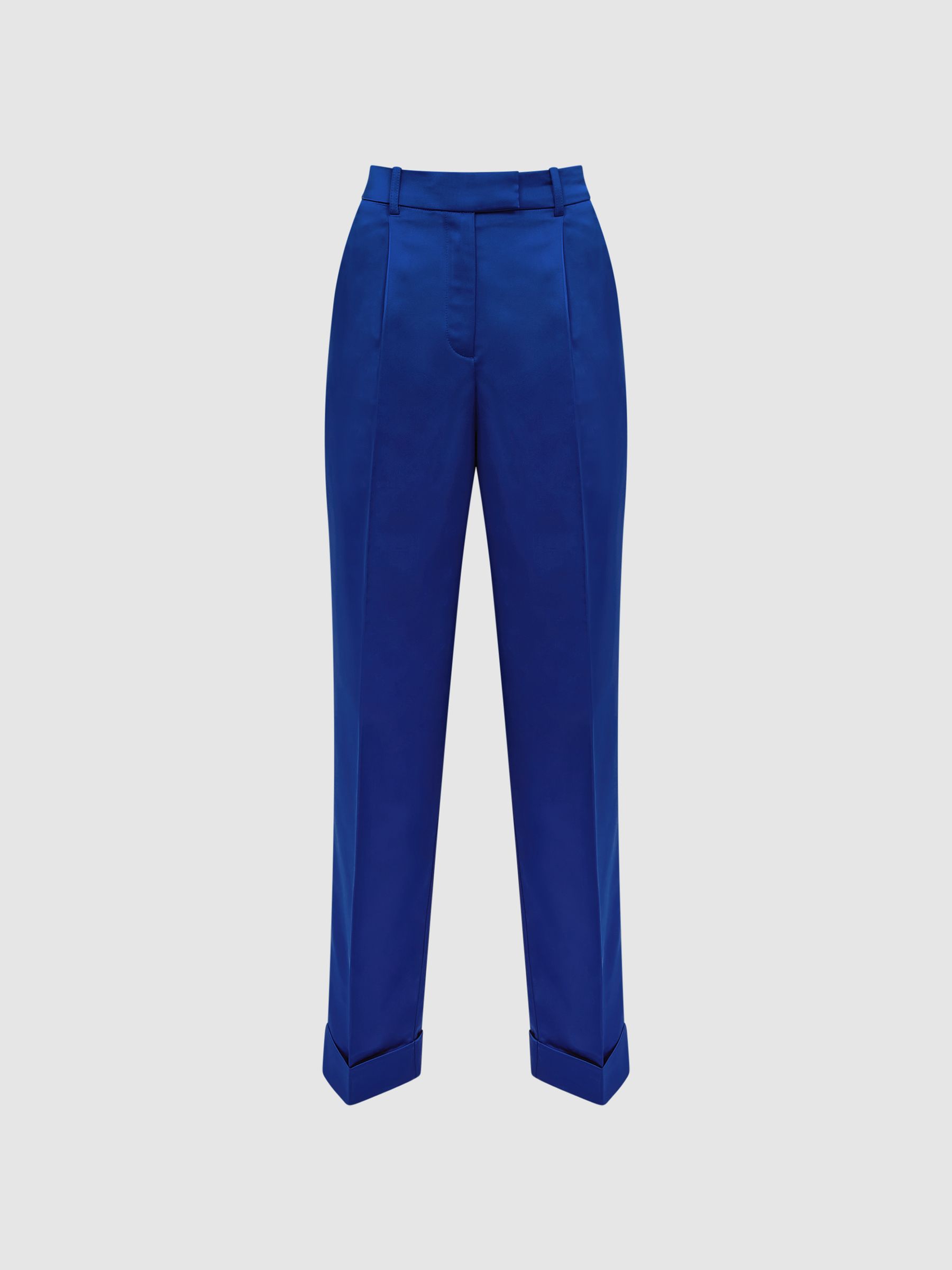 Satin Taper Trousers in Blue - Image 2 of 6