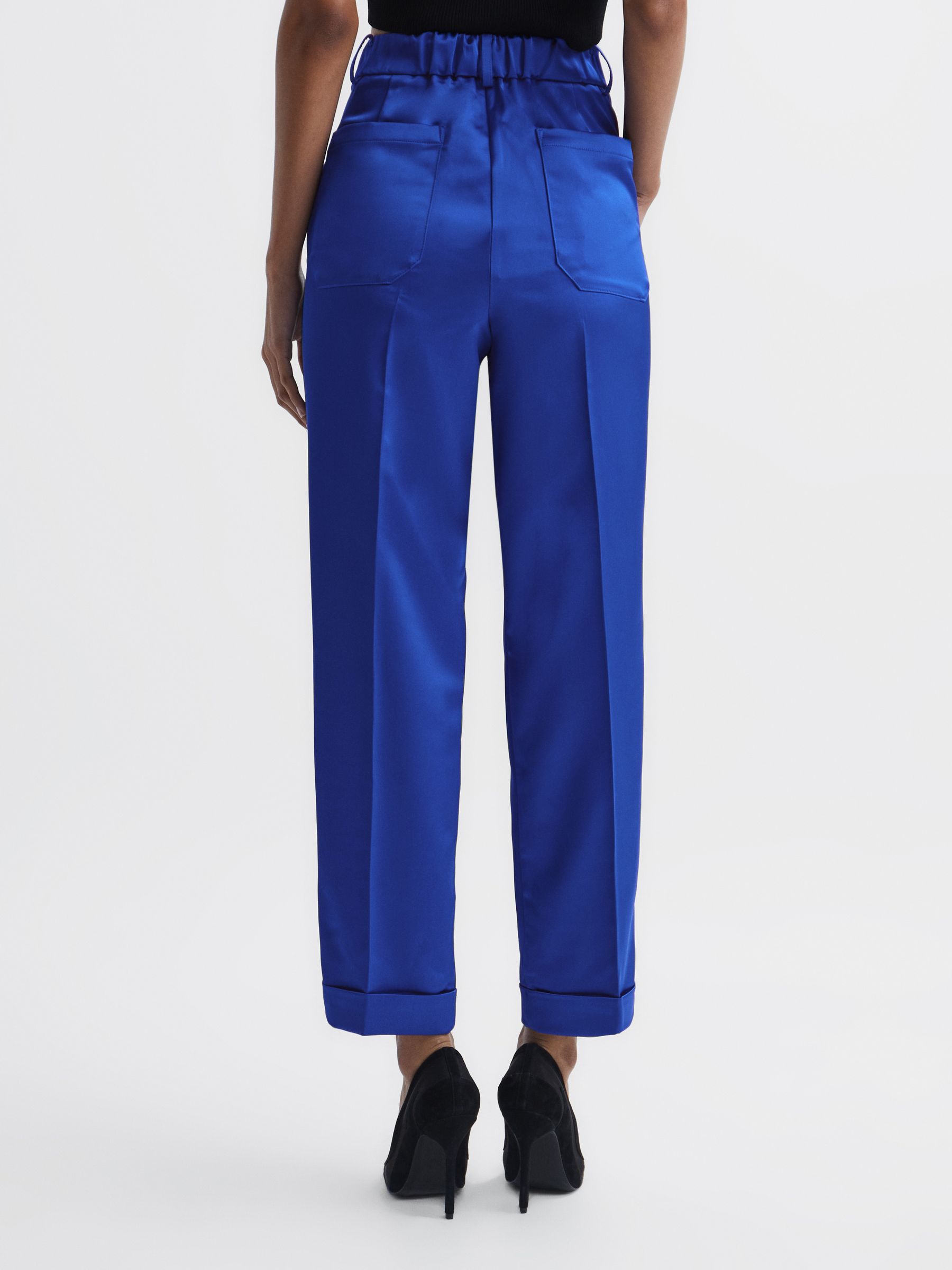 Satin Taper Trousers in Blue - Image 5 of 6