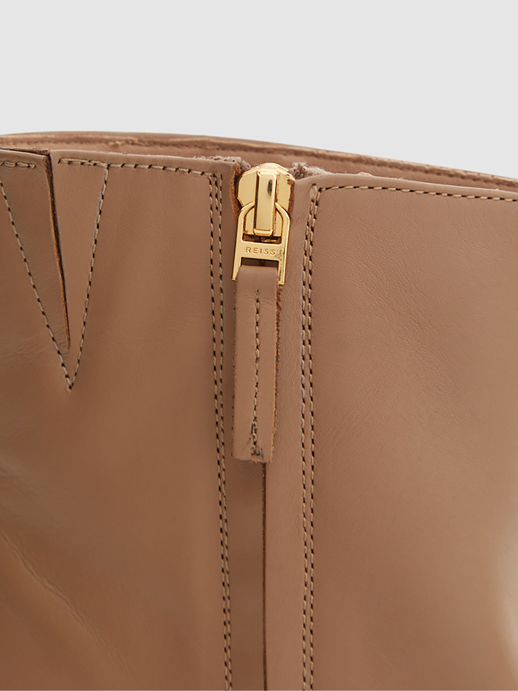 Square Toe Block High heel Boot in Camel - Image 5 of 6