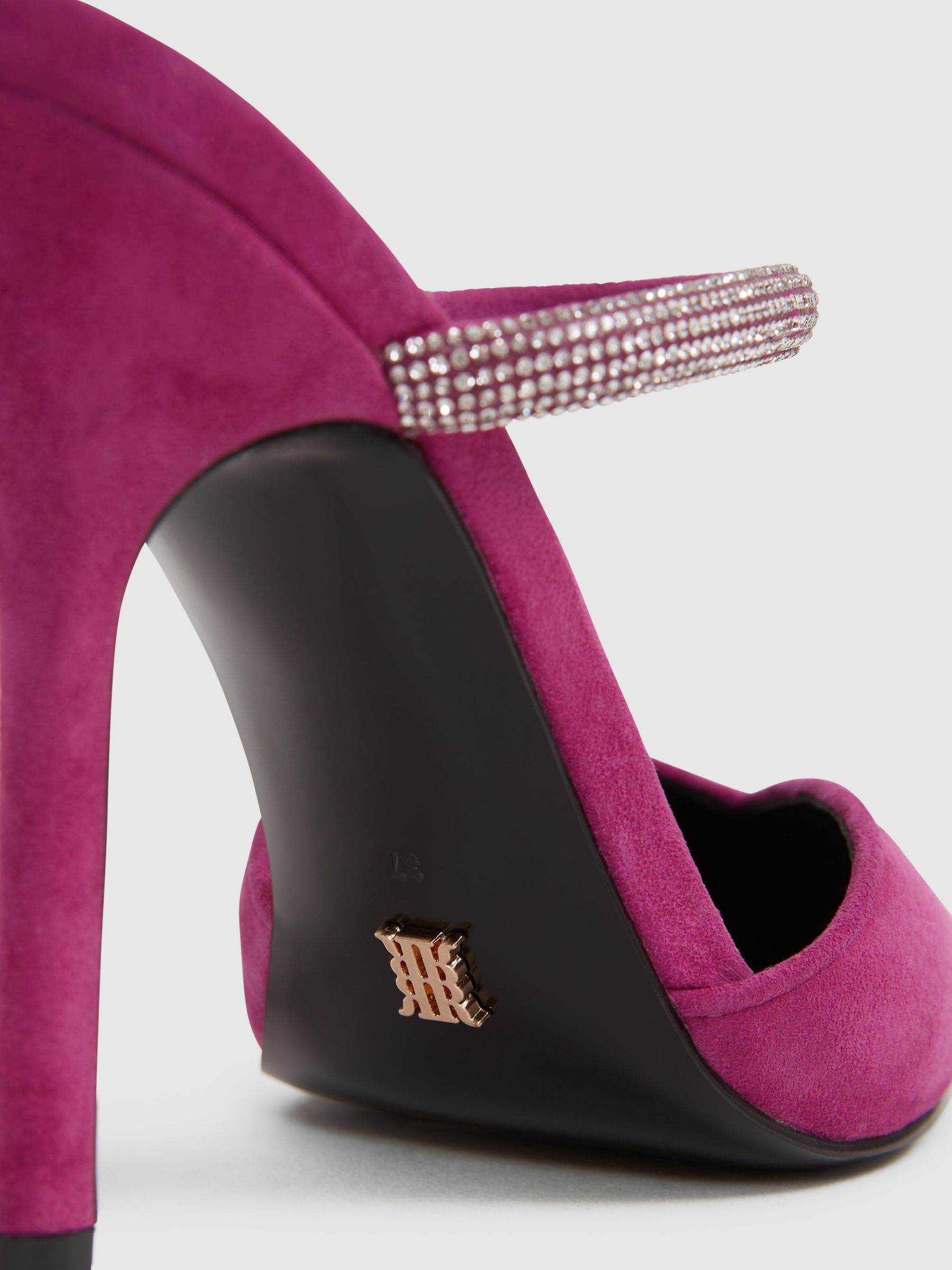 Embellished Crystal Court Shoes in Bright Pink - Image 4 of 6